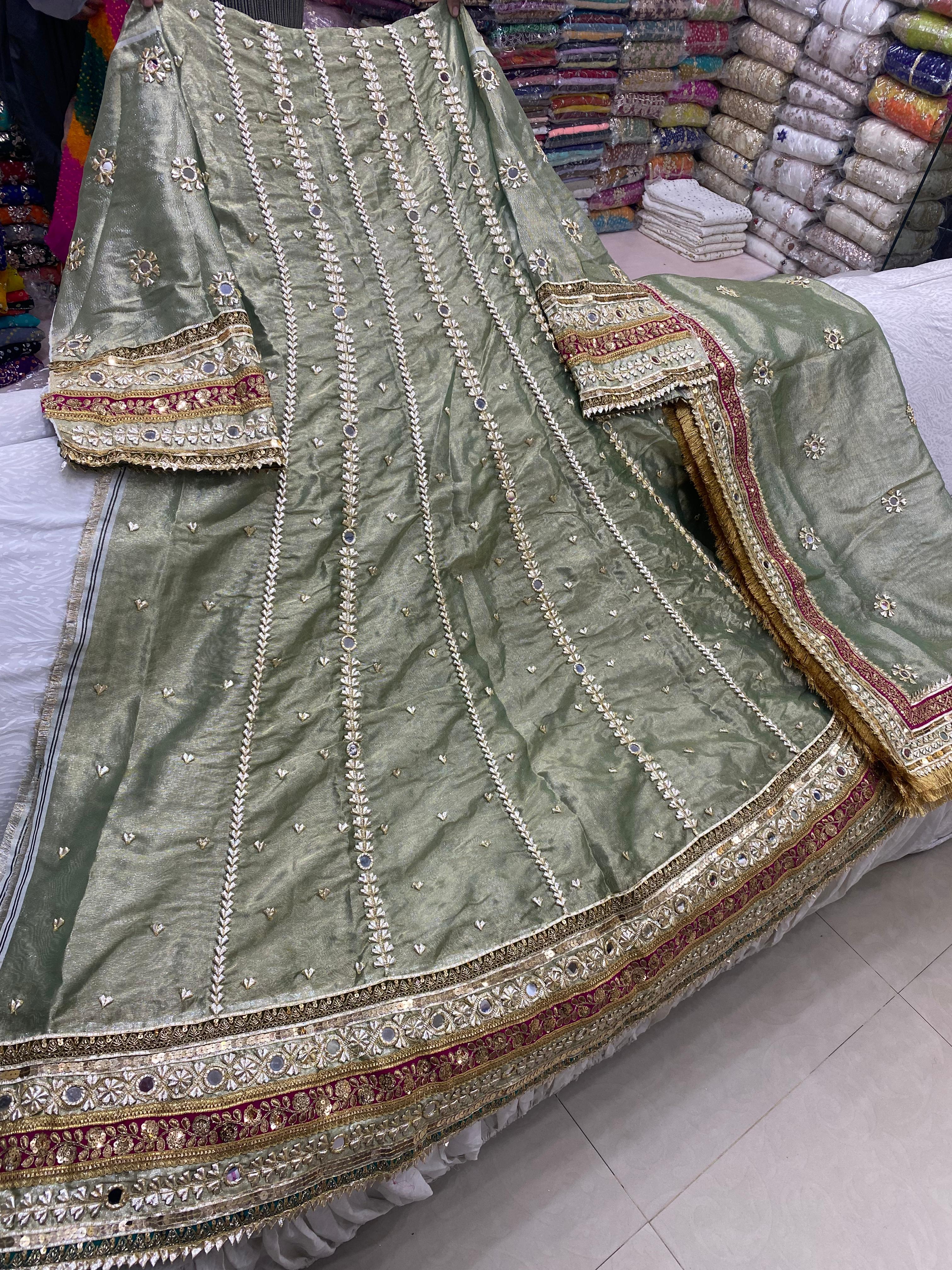 chunri mukesh shirt and dupta fabric pure China crinkle chiffon 