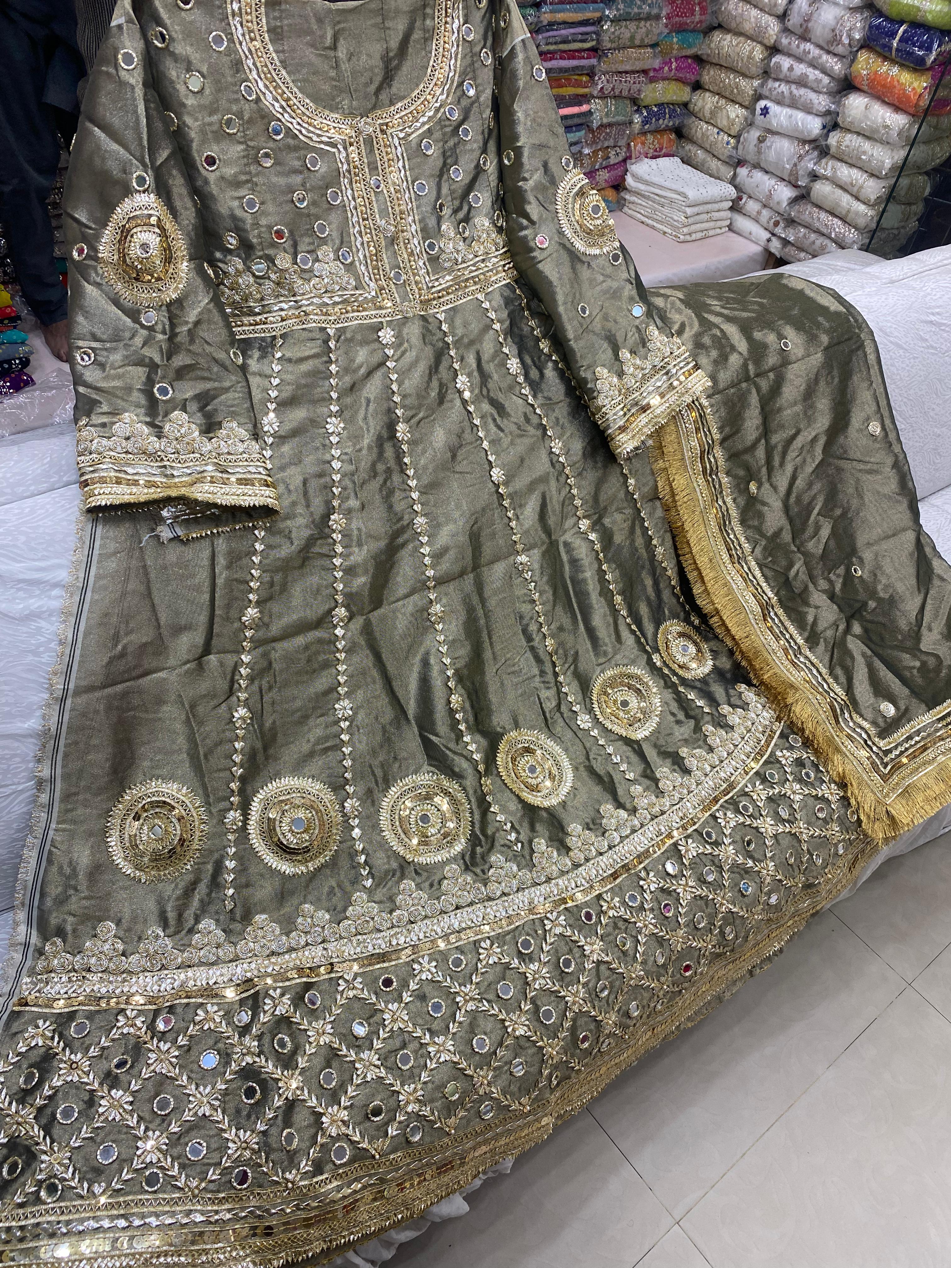 chunri mukesh shirt and dupta fabric pure China crinkle chiffon 