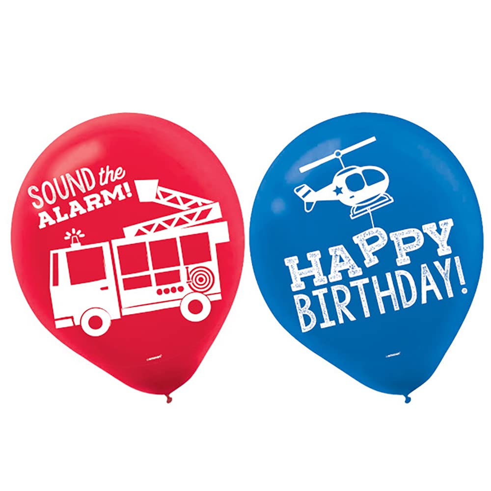 Multicolor First Responders Latex Balloons - 12" (6 Pc) 