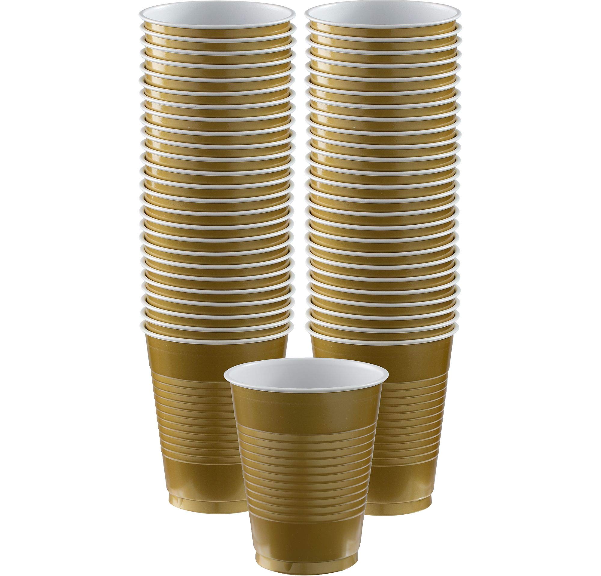 Premium Gold Plastic Cups - 18 oz (50 Pack)