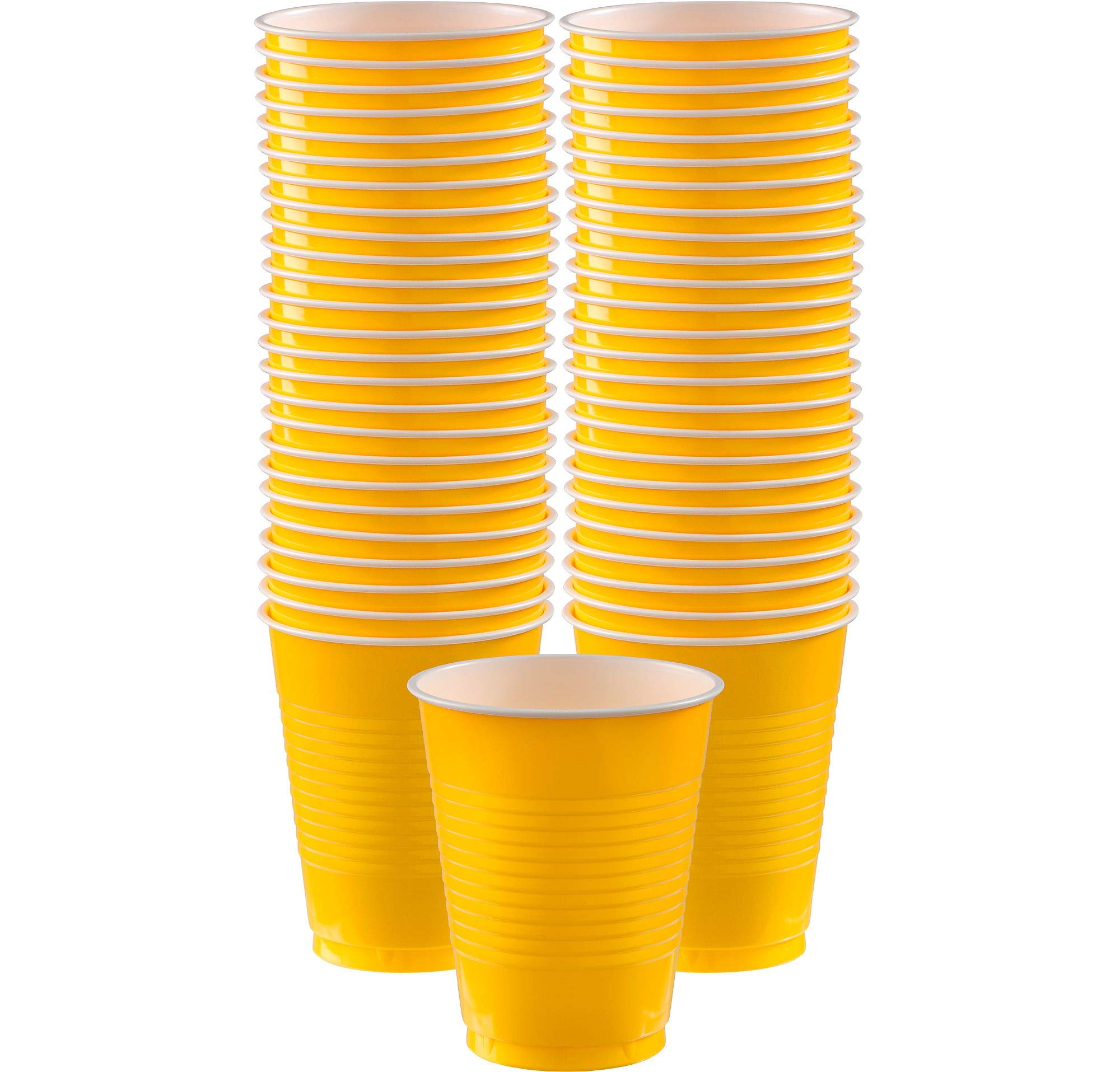 Amscan Premium Yellow Sunshine Plastic Cups (18 oz) 50 Count