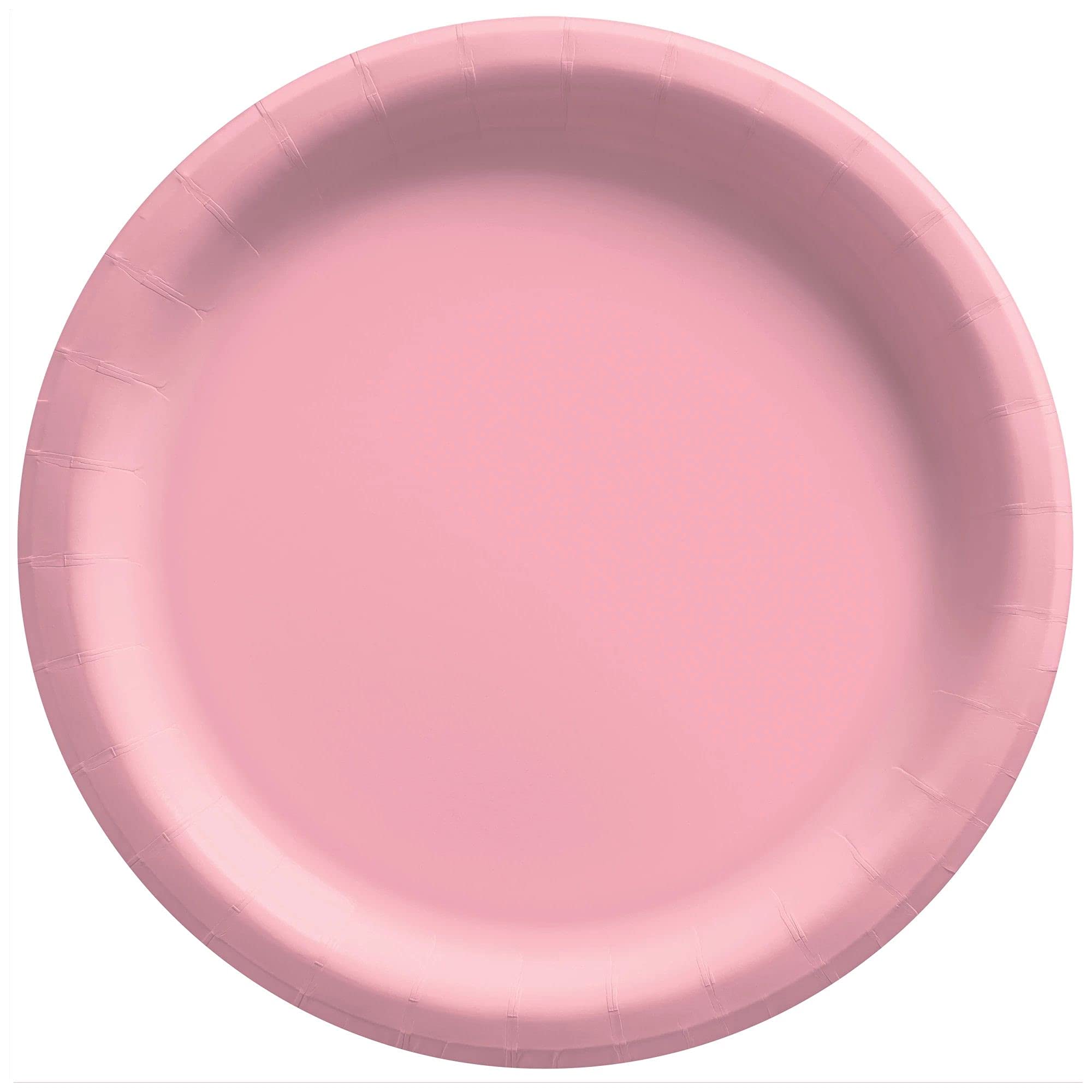 amscan Round Dinner Plates, 10 1/2", Pink