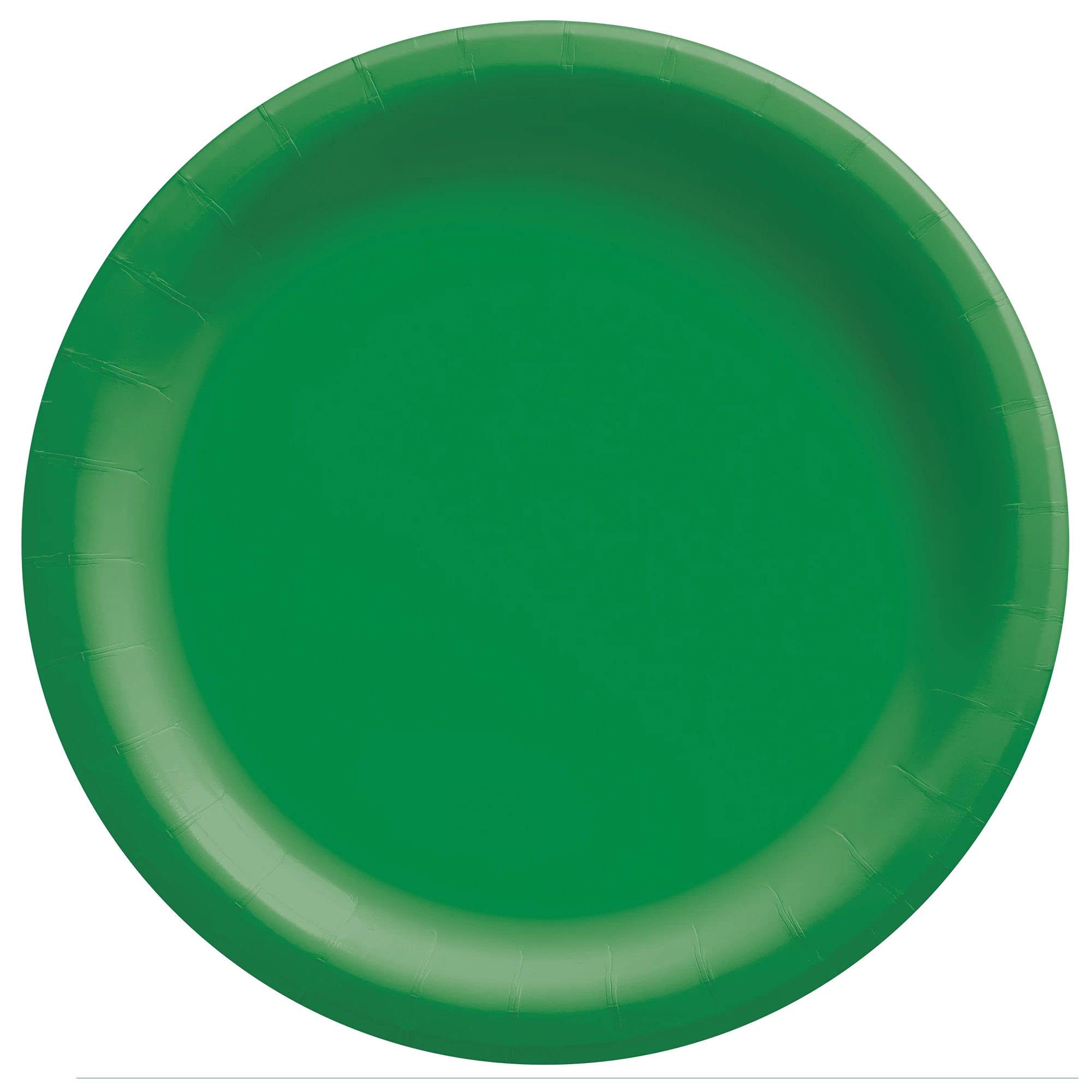 Festive Green Round Paper Plates - 10" (20 Pc) 