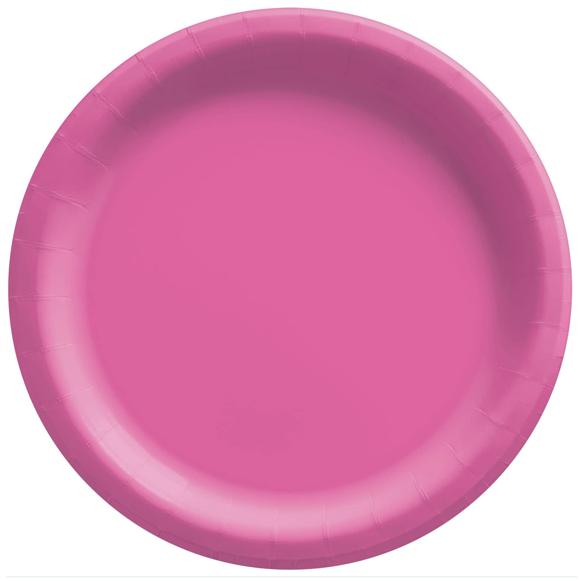 Amscan Bright Pink Round Paper Plates - 10" (20 Pc)