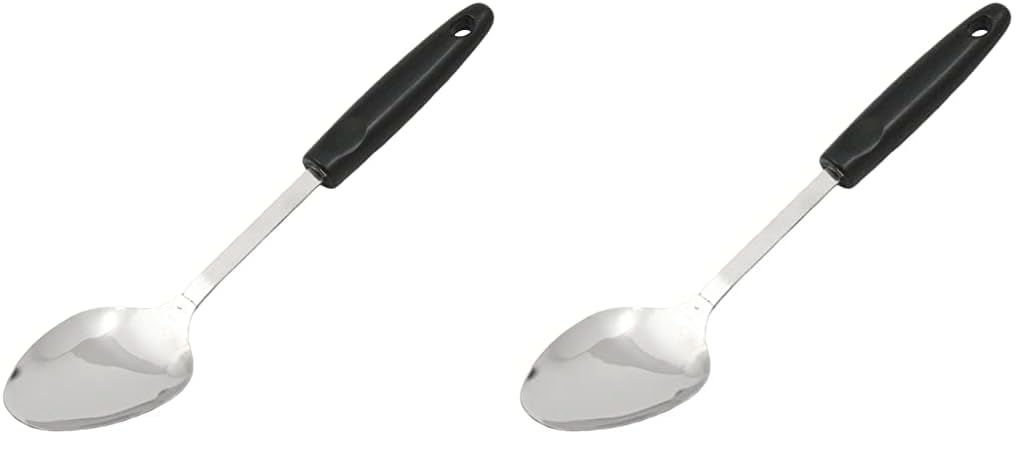 Chef Craft Select Basting Spoon, 12 inch, Stainless Steel/Black (Pack of 2)