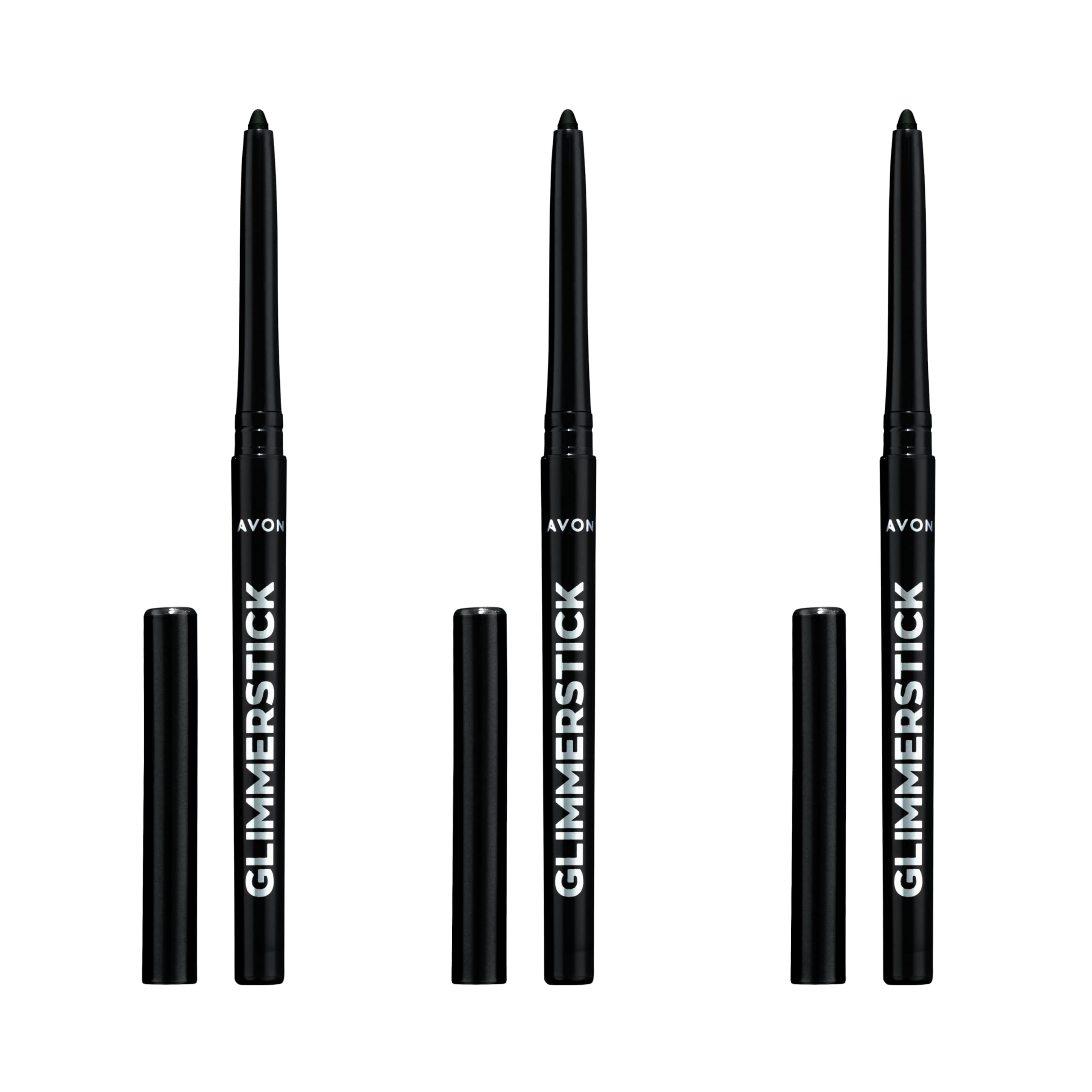 Avon Glimmerstick Eyeliner Trio - Blackest Black, Soft-Glide, Bold and Intense Colour,