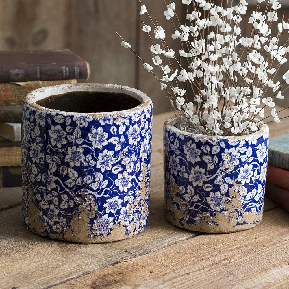Rustic Ceramic Flower Pots Set of Two