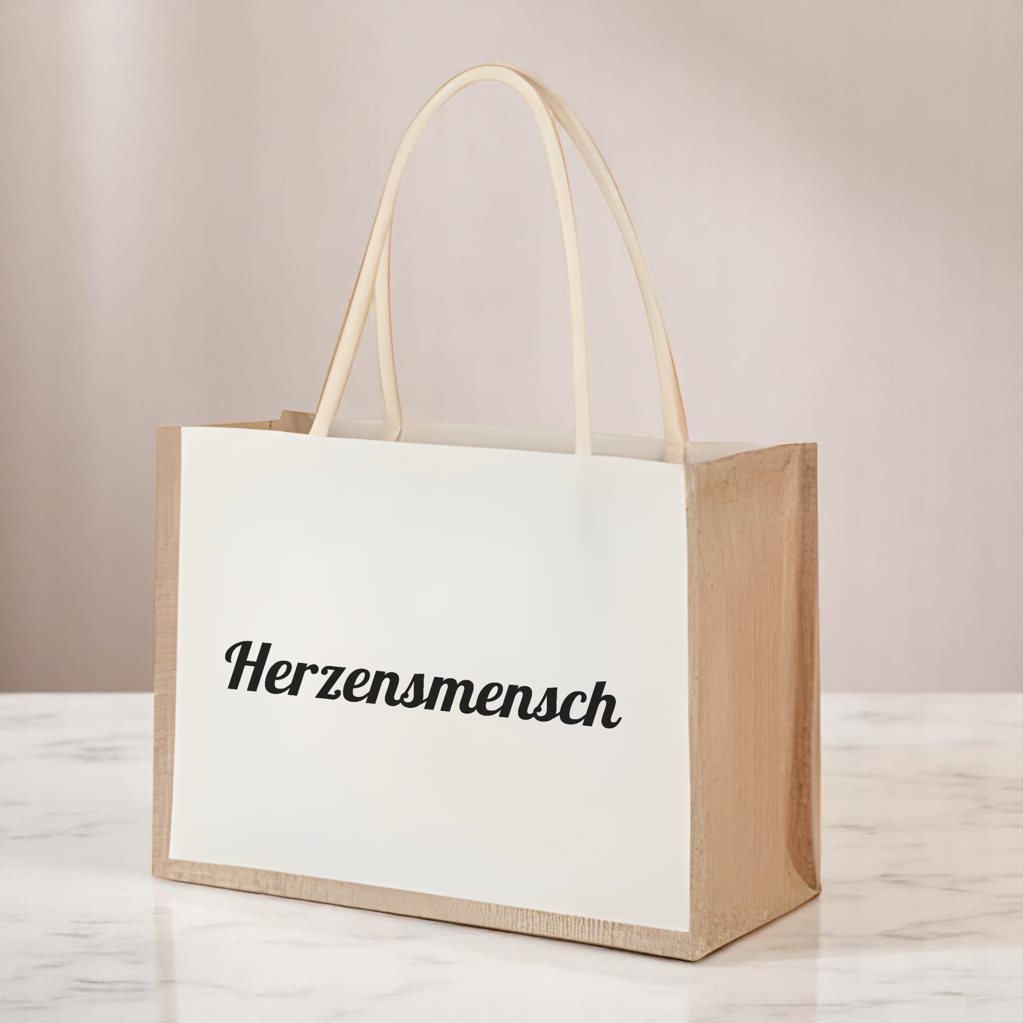 Personalisierbare Jutetasche mit Wunschtext 