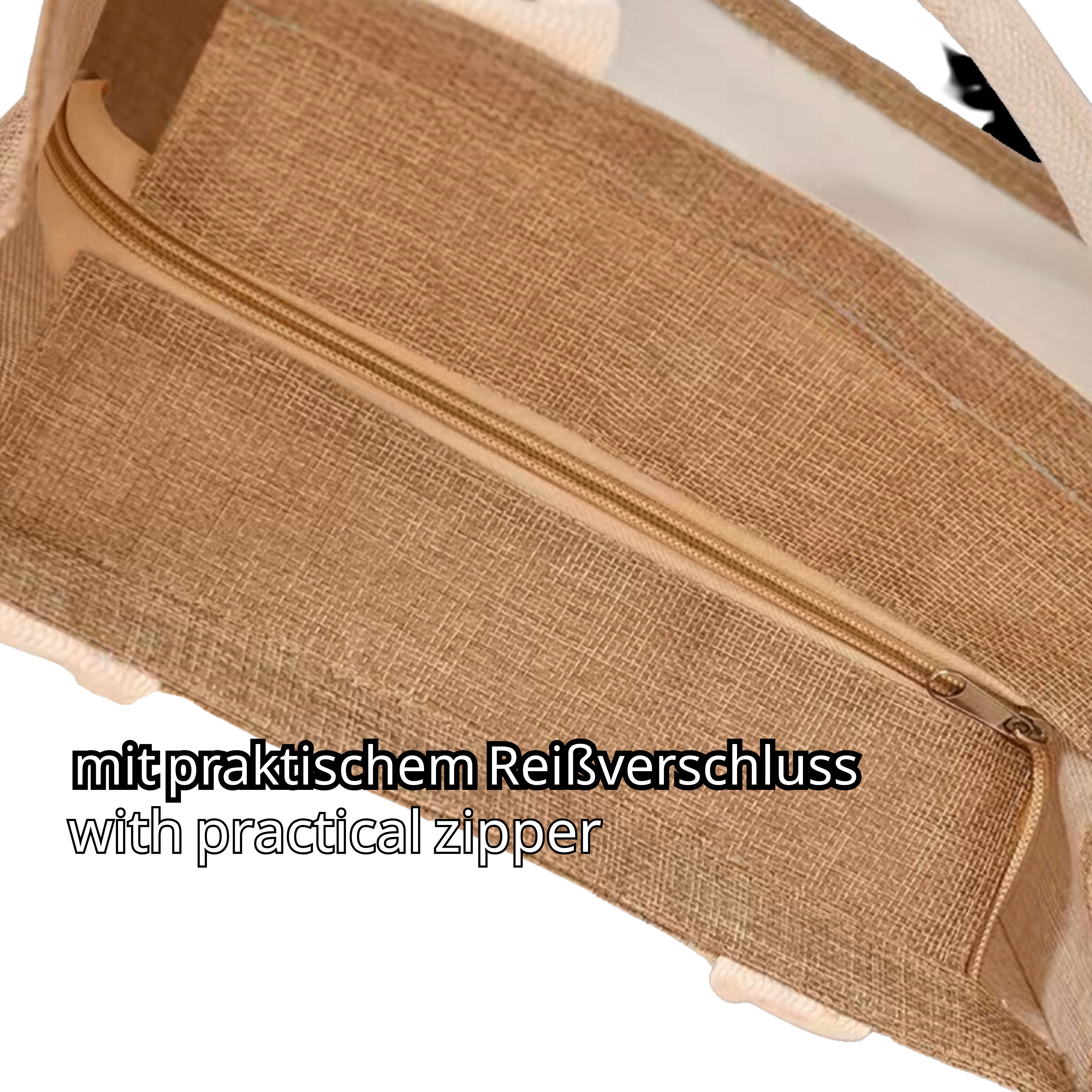 Personalisierbare Jutetasche mit Wunschtext 