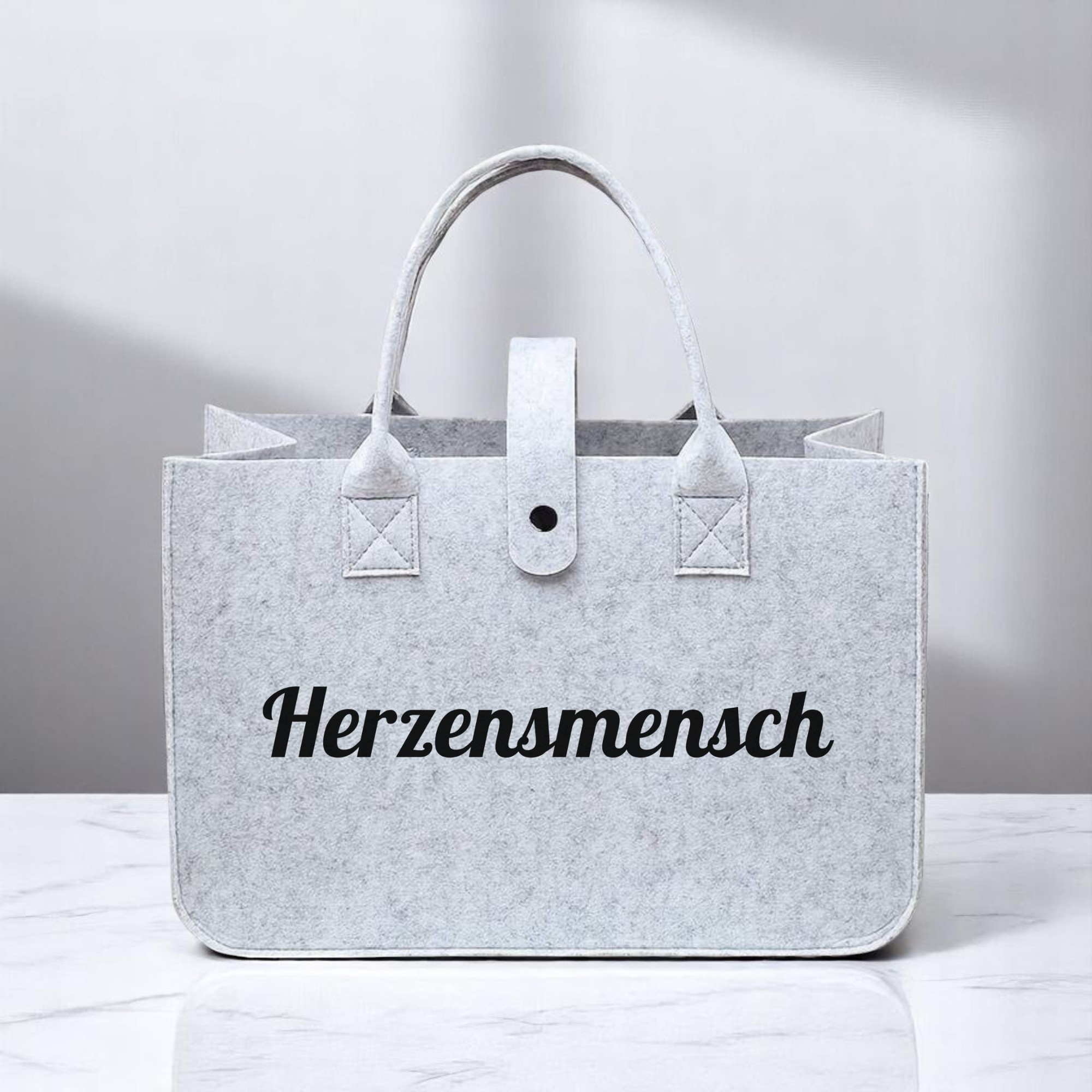 Personalisierbare Filztasche mit Wunschtext 