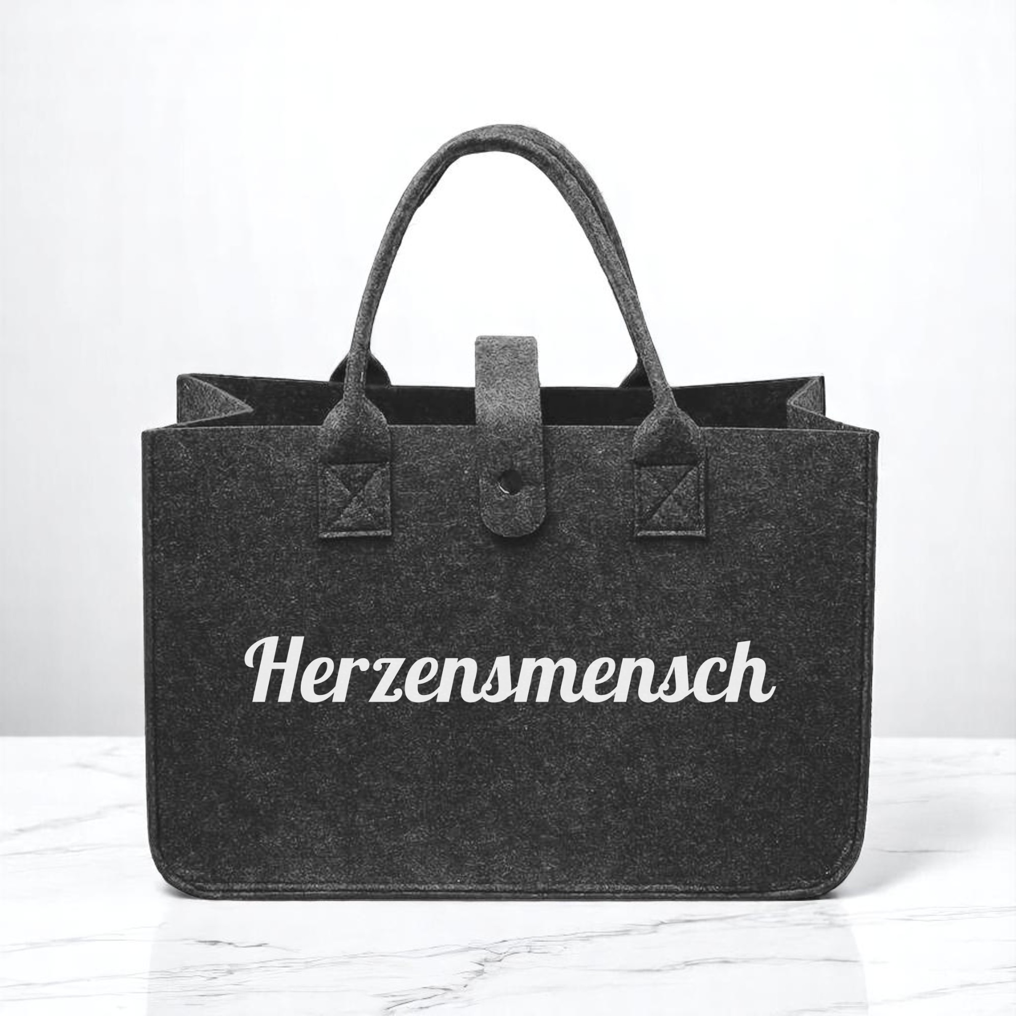 Personalisierbare Filztasche mit Wunschtext 