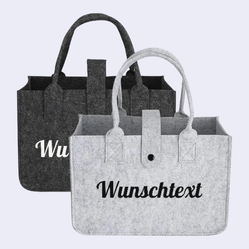 Personalisierbare Filztasche mit Wunschtext 