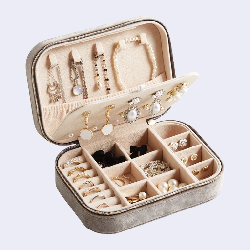 Schmuckkästchen aus Samt - Grau