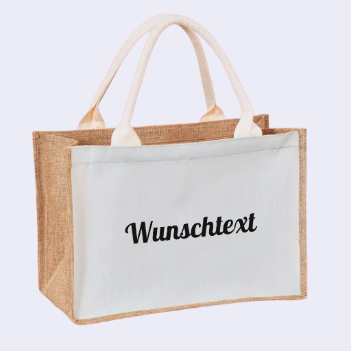 Personalisierbare Jutetasche mit Wunschtext 