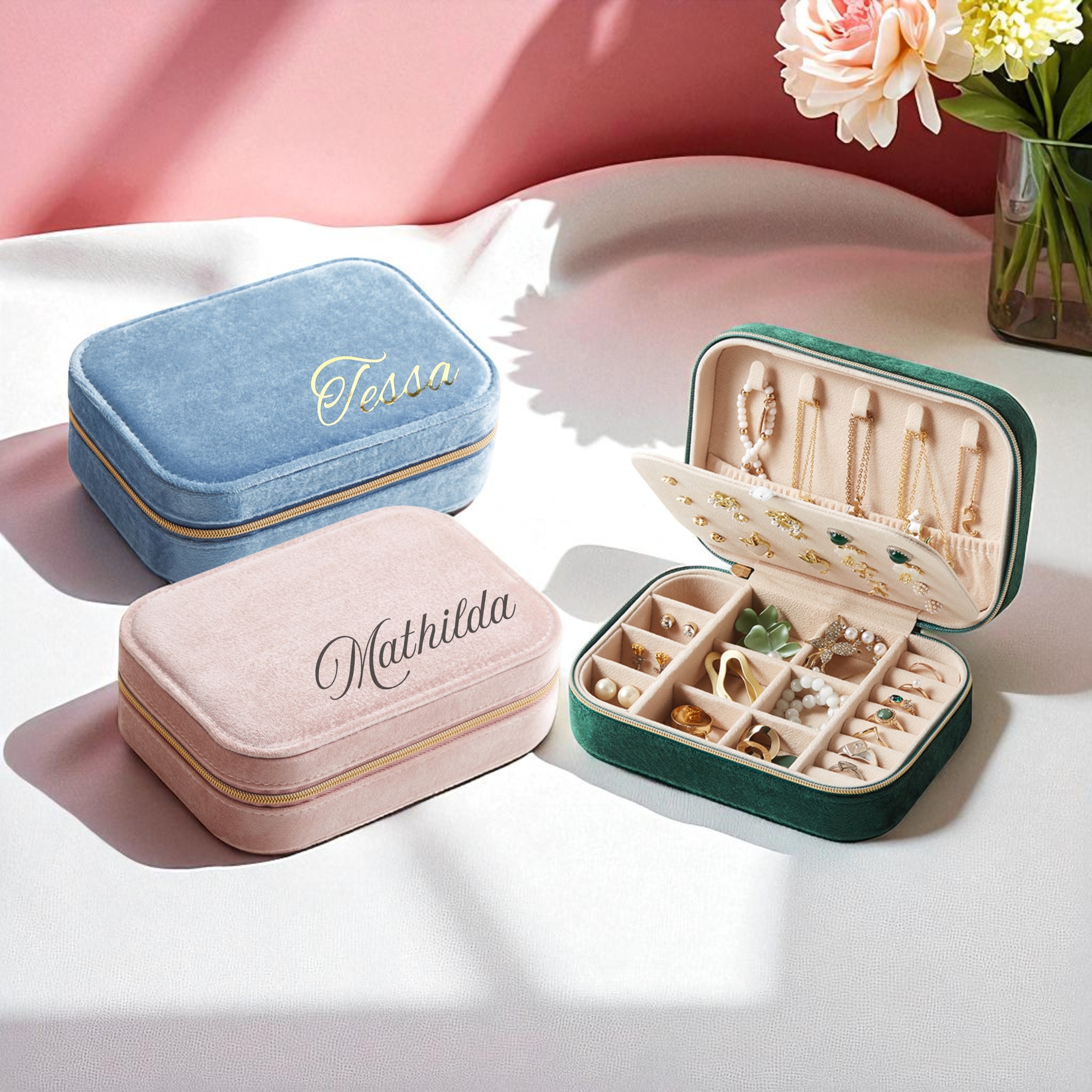 Personalisierte Schmuckkästchen aus Samt