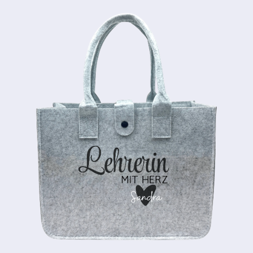 Lehrerin mit Herz Filztasche: Personaliserte Tasche mit Namen, Geschenke für Lehrer und Lehrerinnen