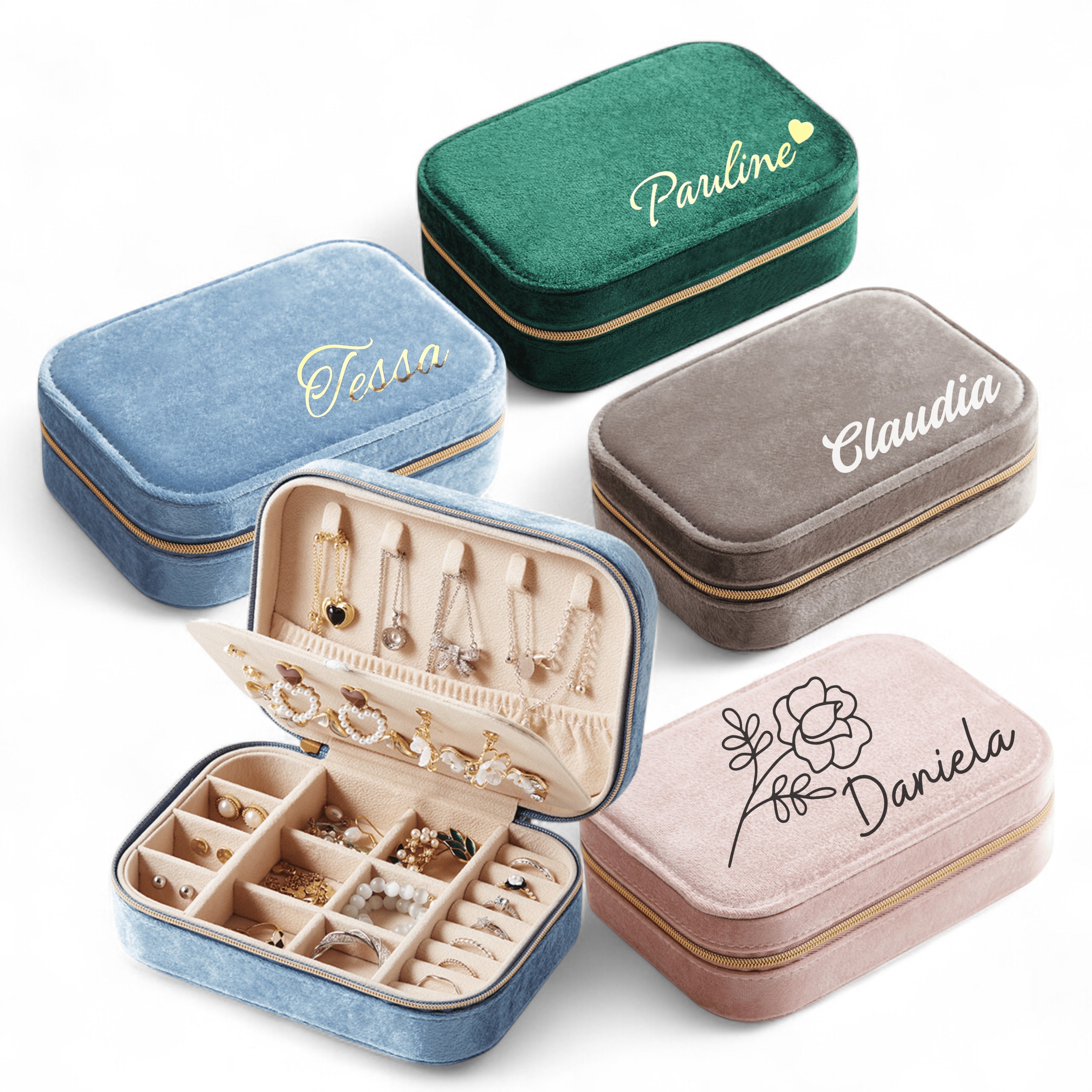 Personalisierte Schmuckkästchen aus Samt