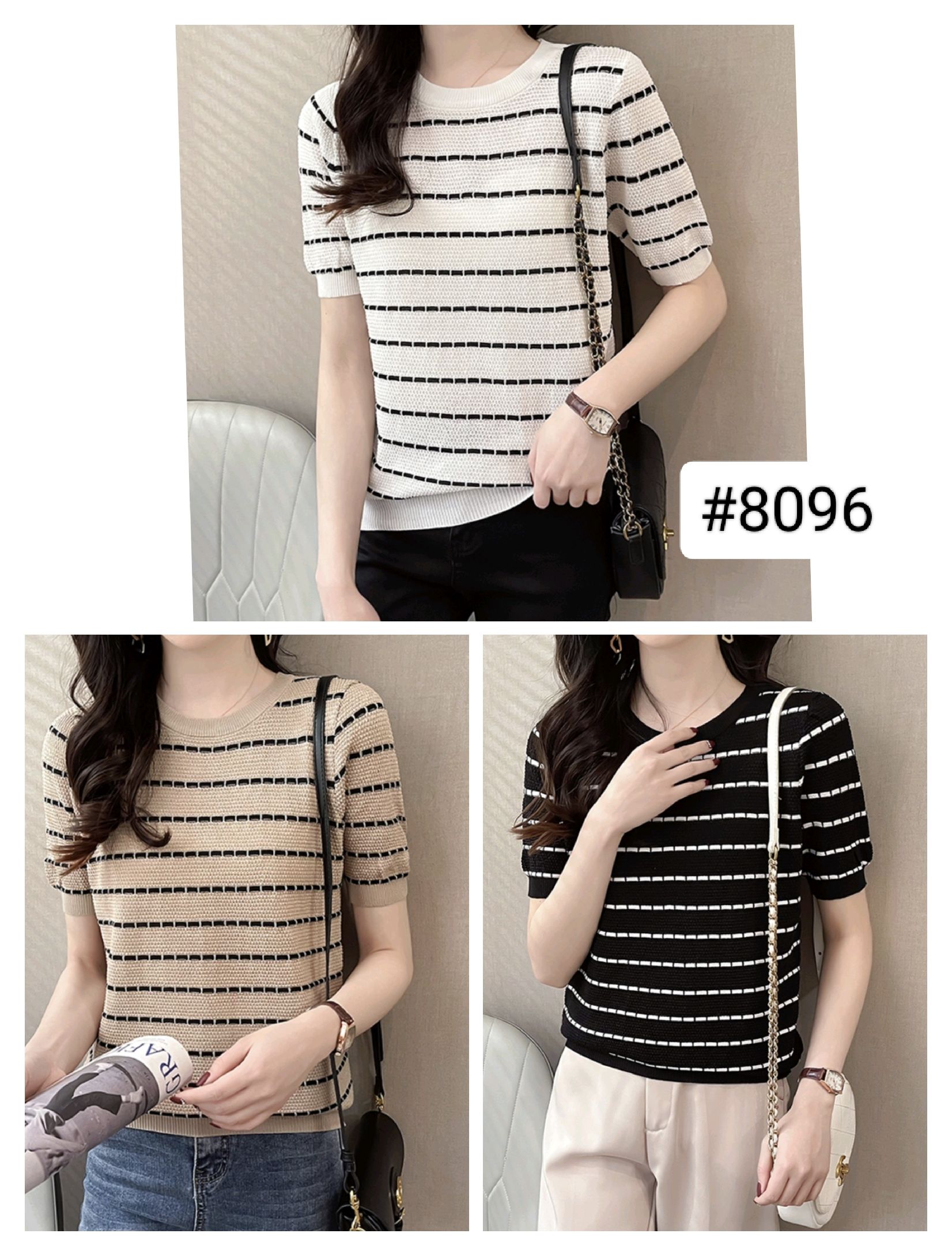 Striped Round Neck Knit Top