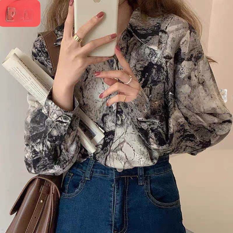 Marble Patterned over size Shirt