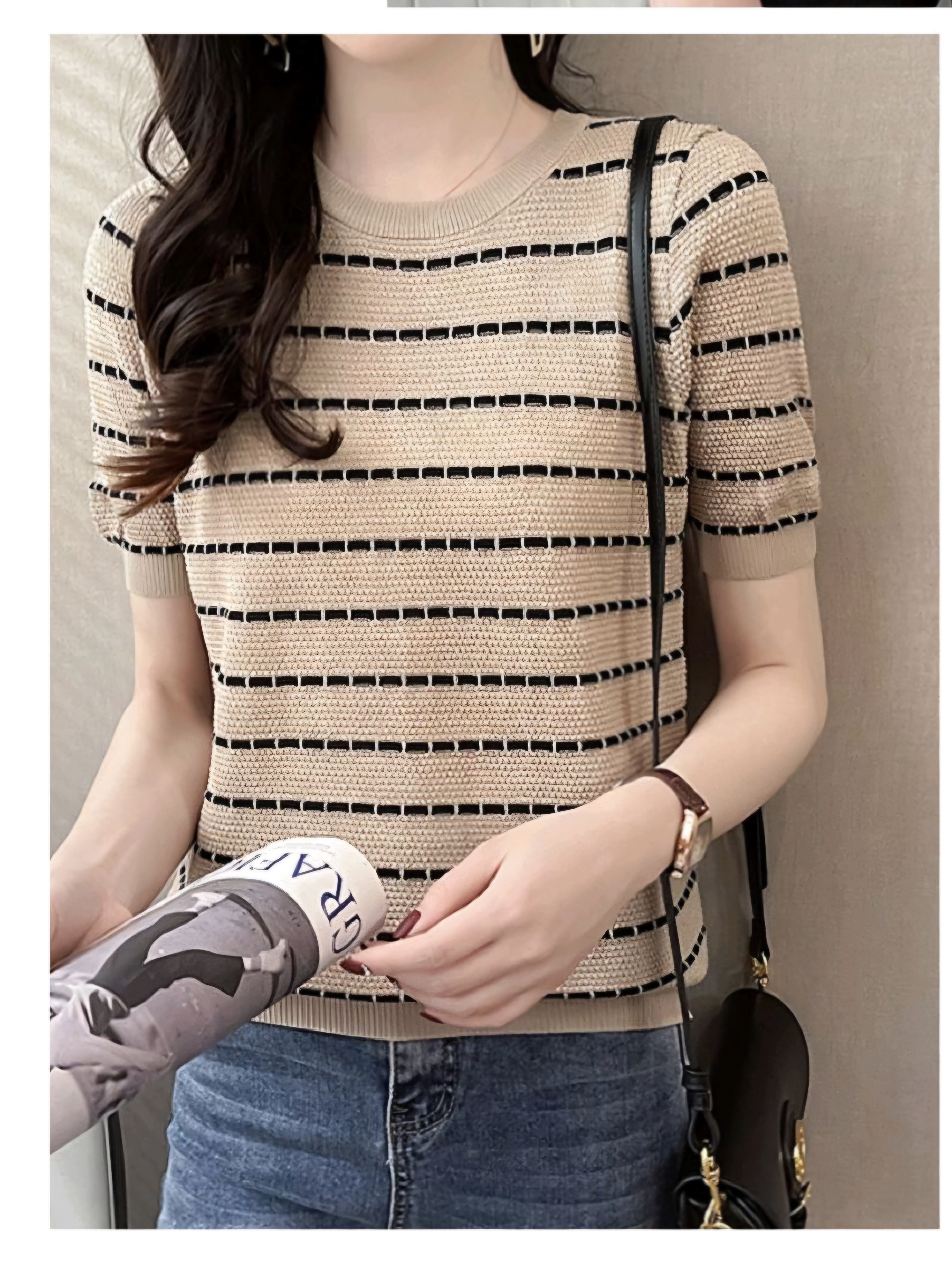Striped Round Neck Knit Top