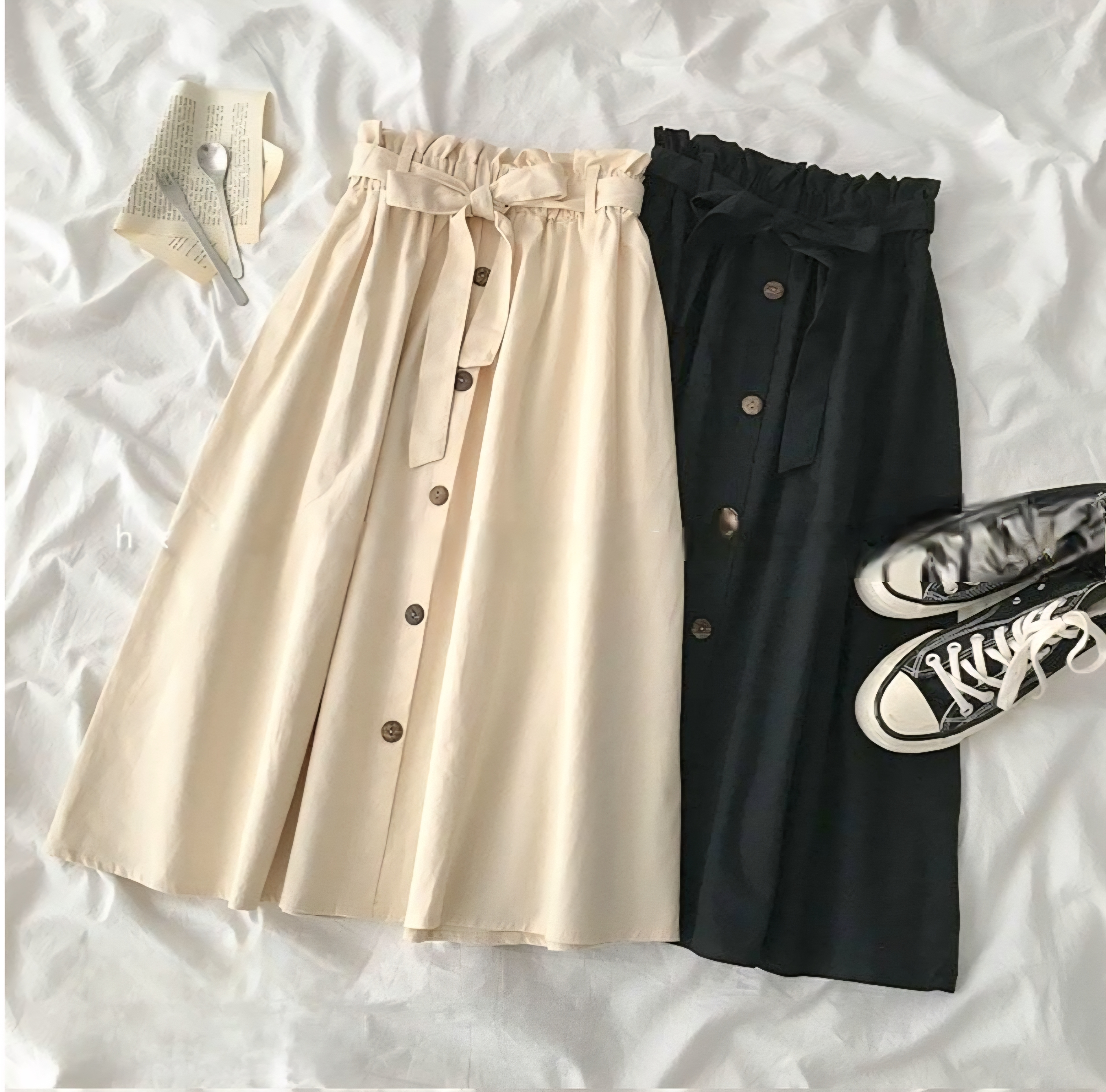 Button-front midi skirt