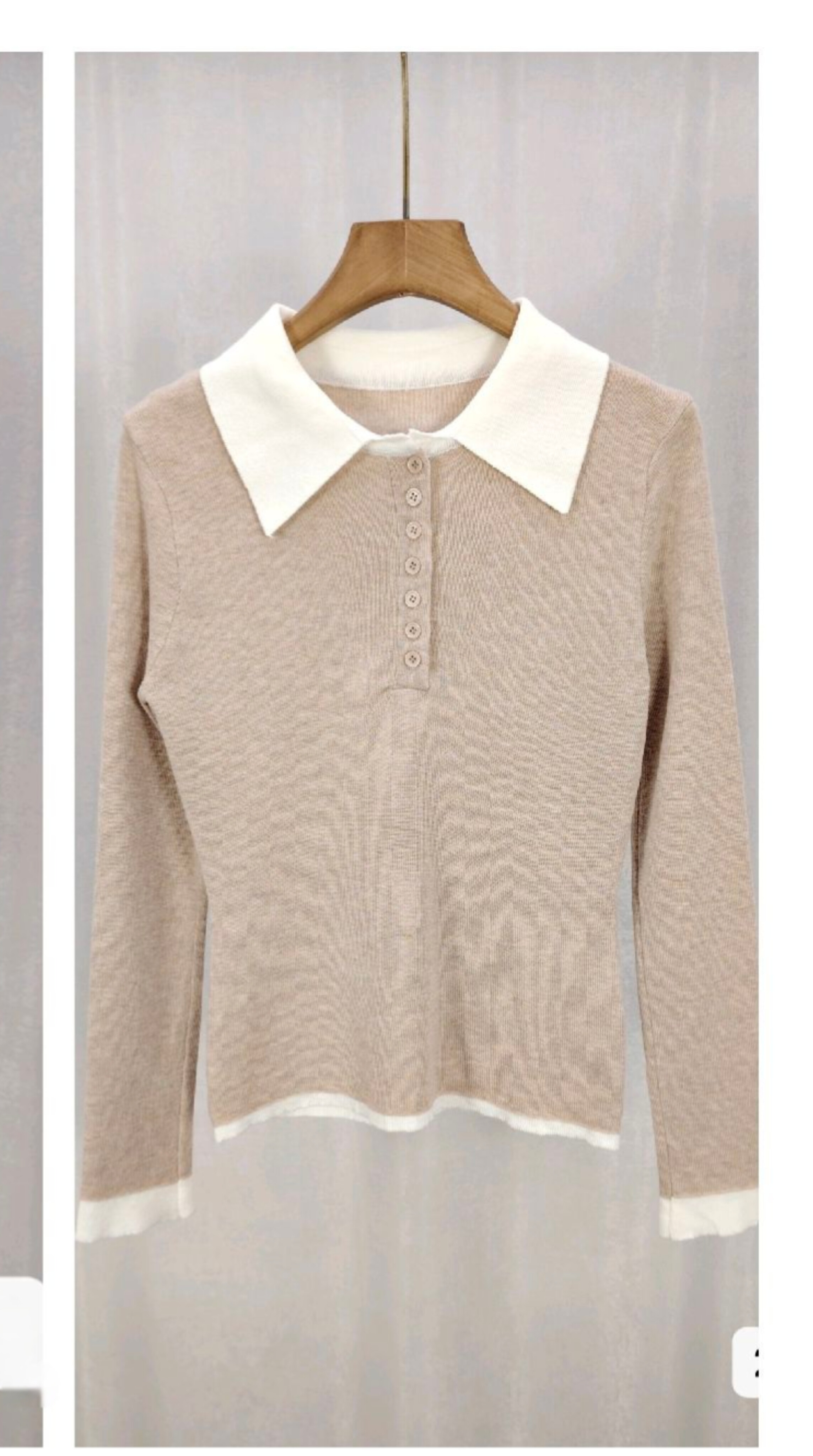 Long Sleeve Contrast Collar Blouse