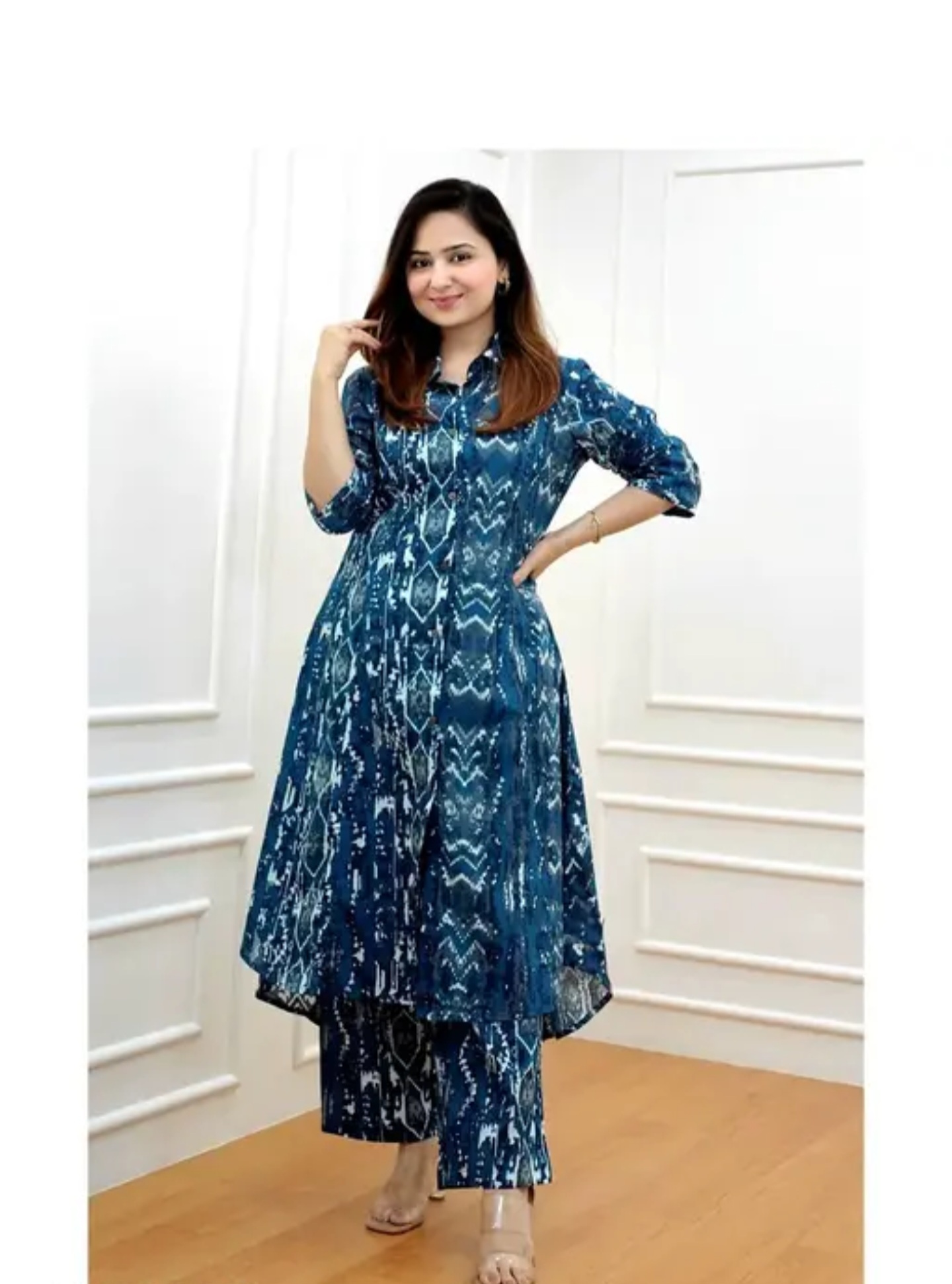 Blue Printed Kurta Set