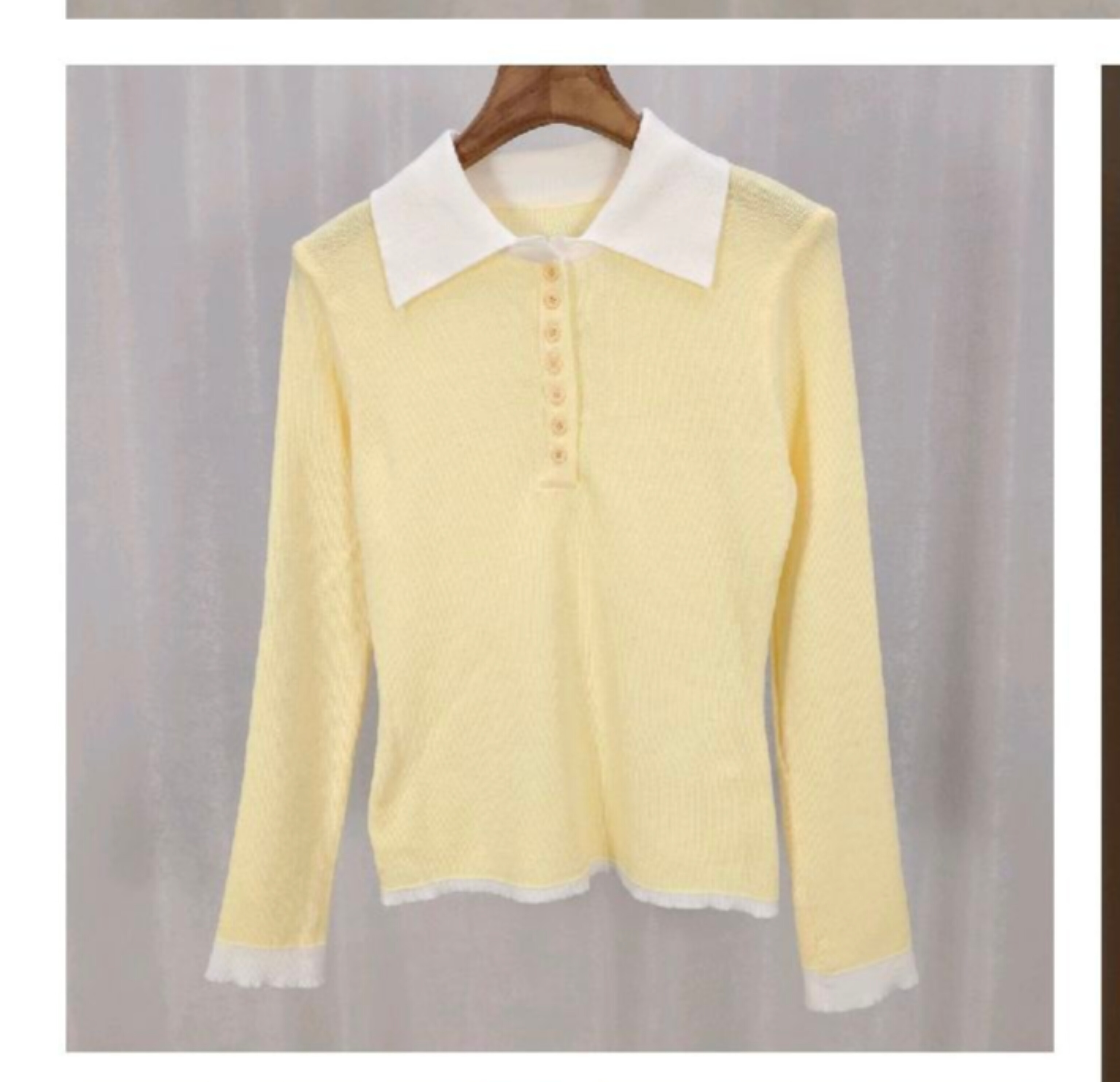 Long Sleeve Contrast Collar Blouse