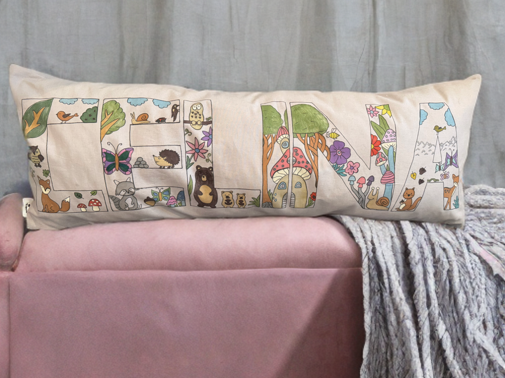 Handgezeichnete Namenskissen 