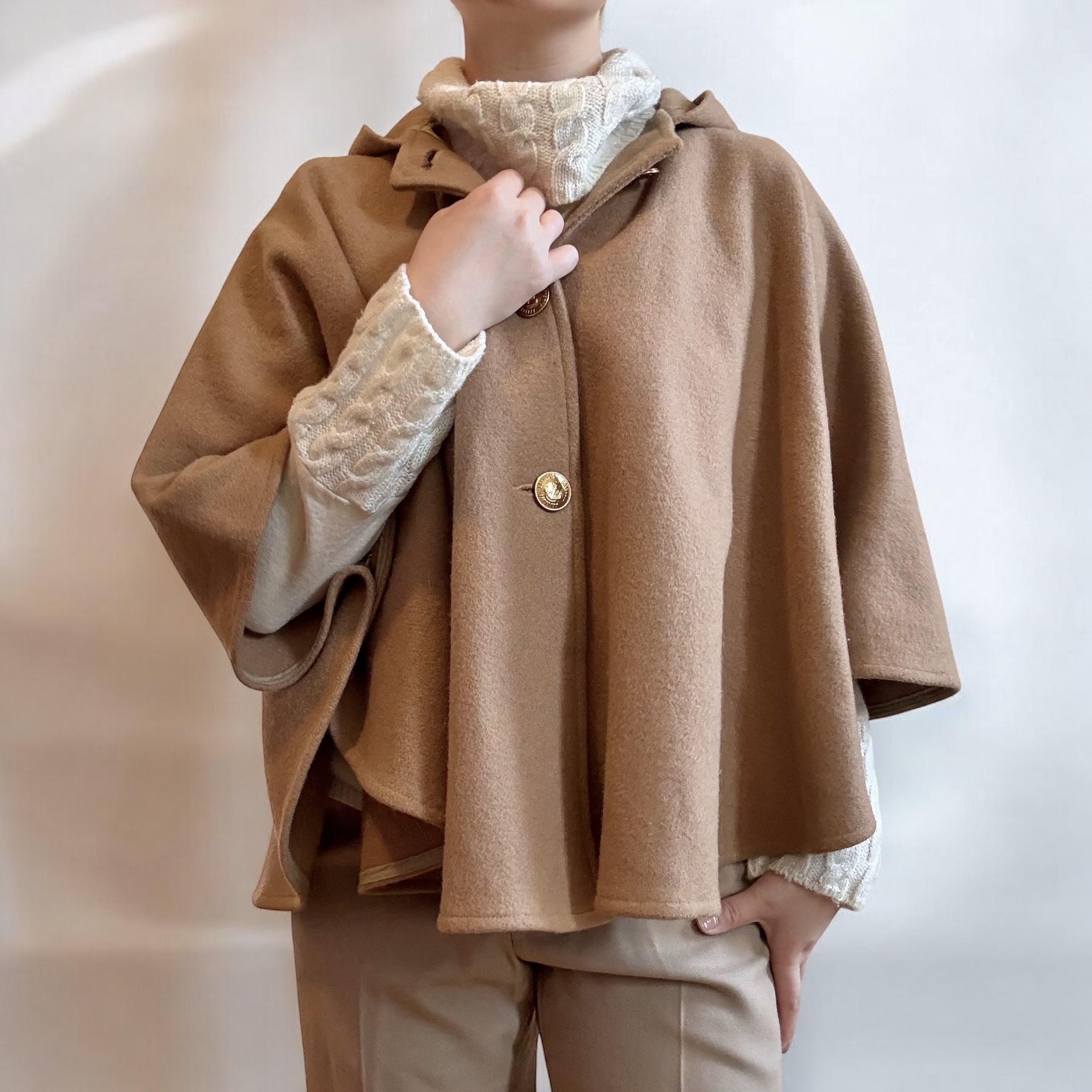 Camel Wool Cape Jacket