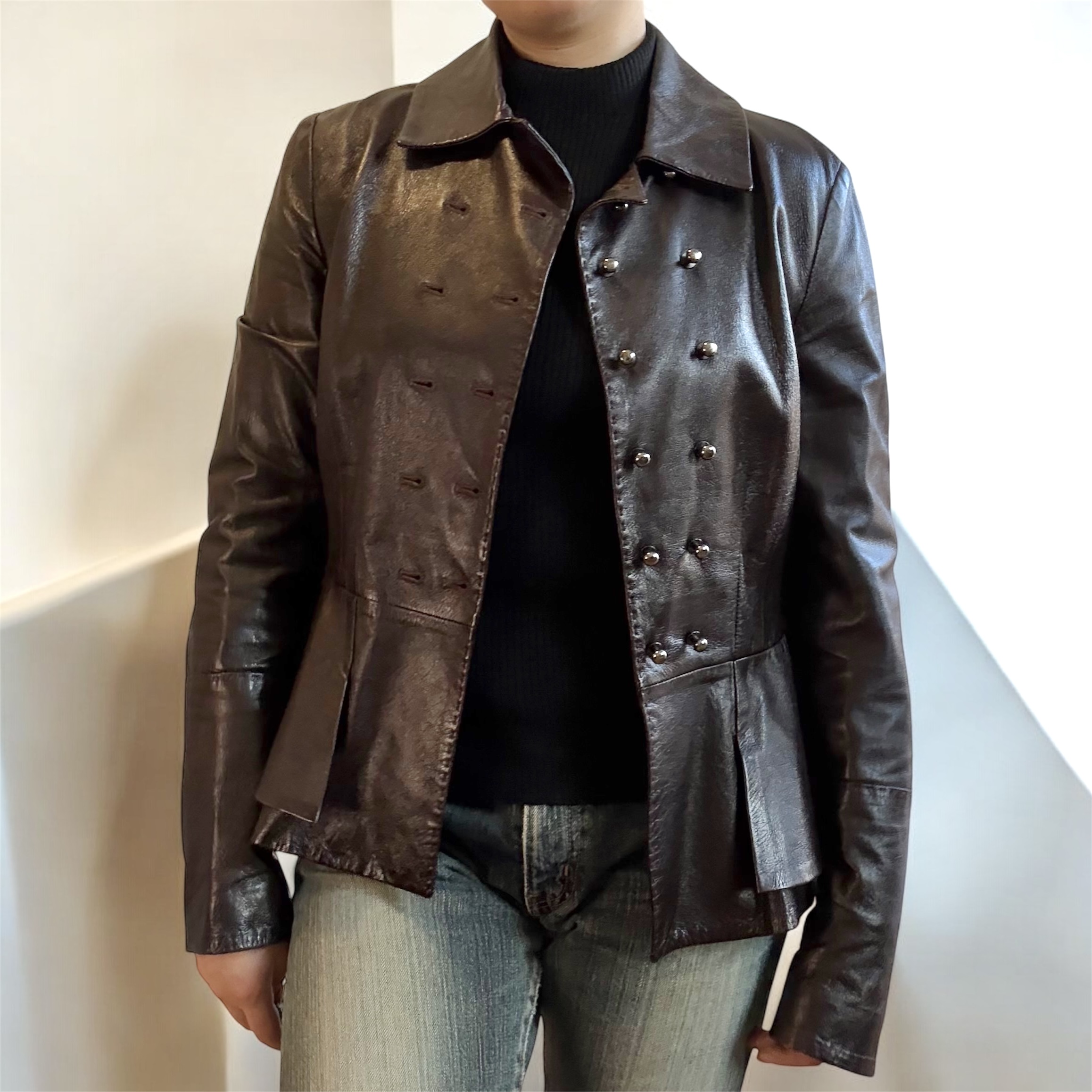 Chocolate Brown Leather Sportmax Jacket