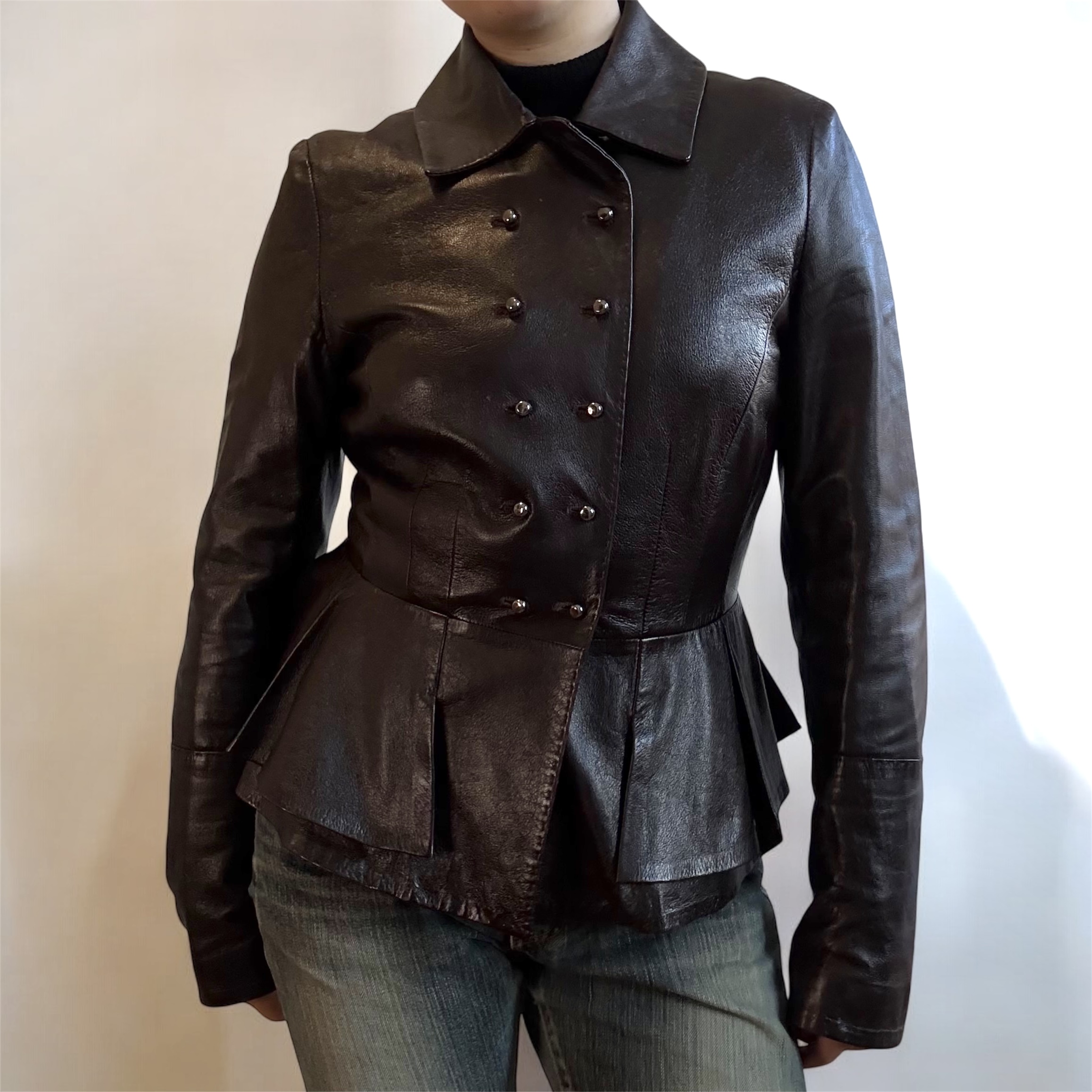 Chocolate Brown Leather Sportmax Jacket