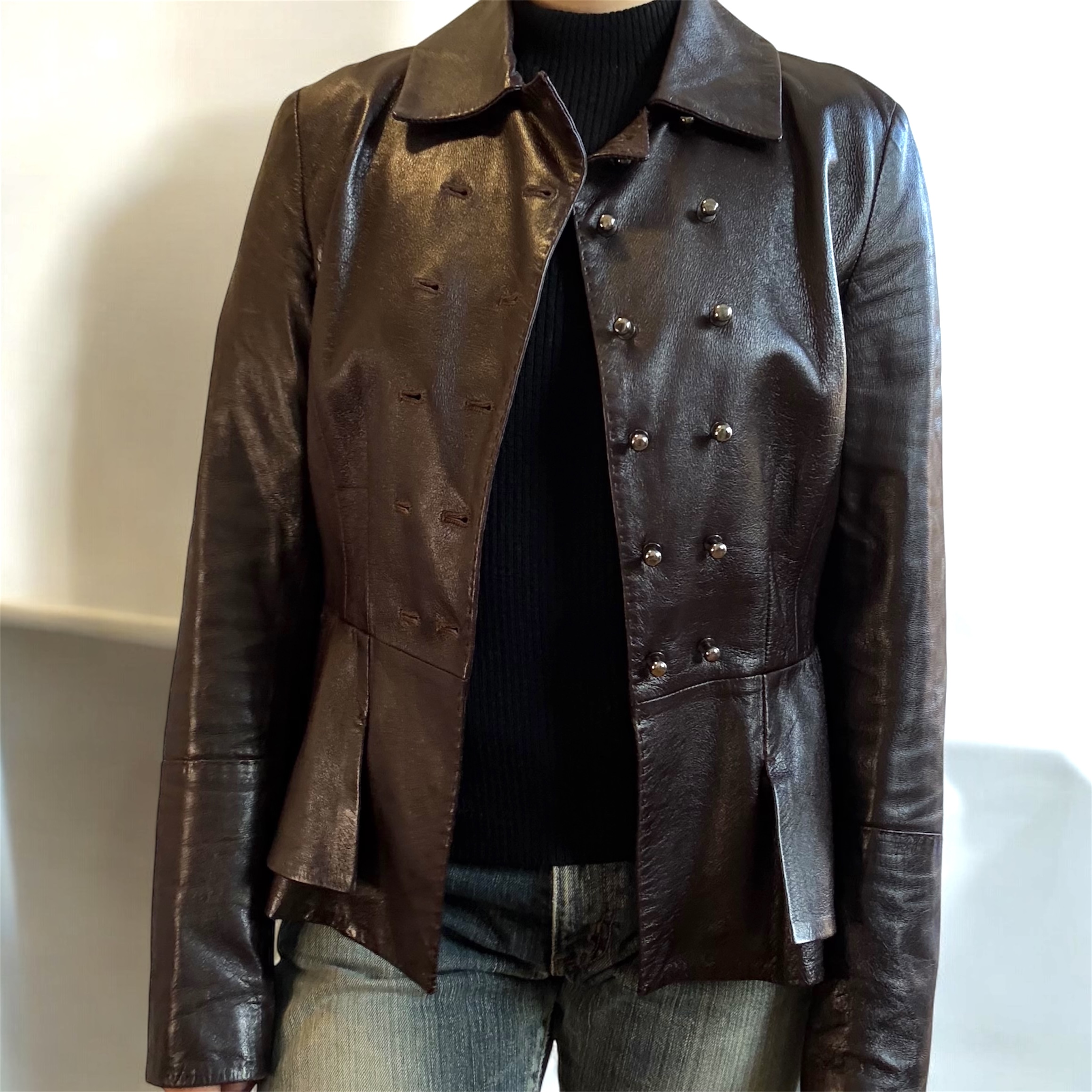 Chocolate Brown Leather Sportmax Jacket