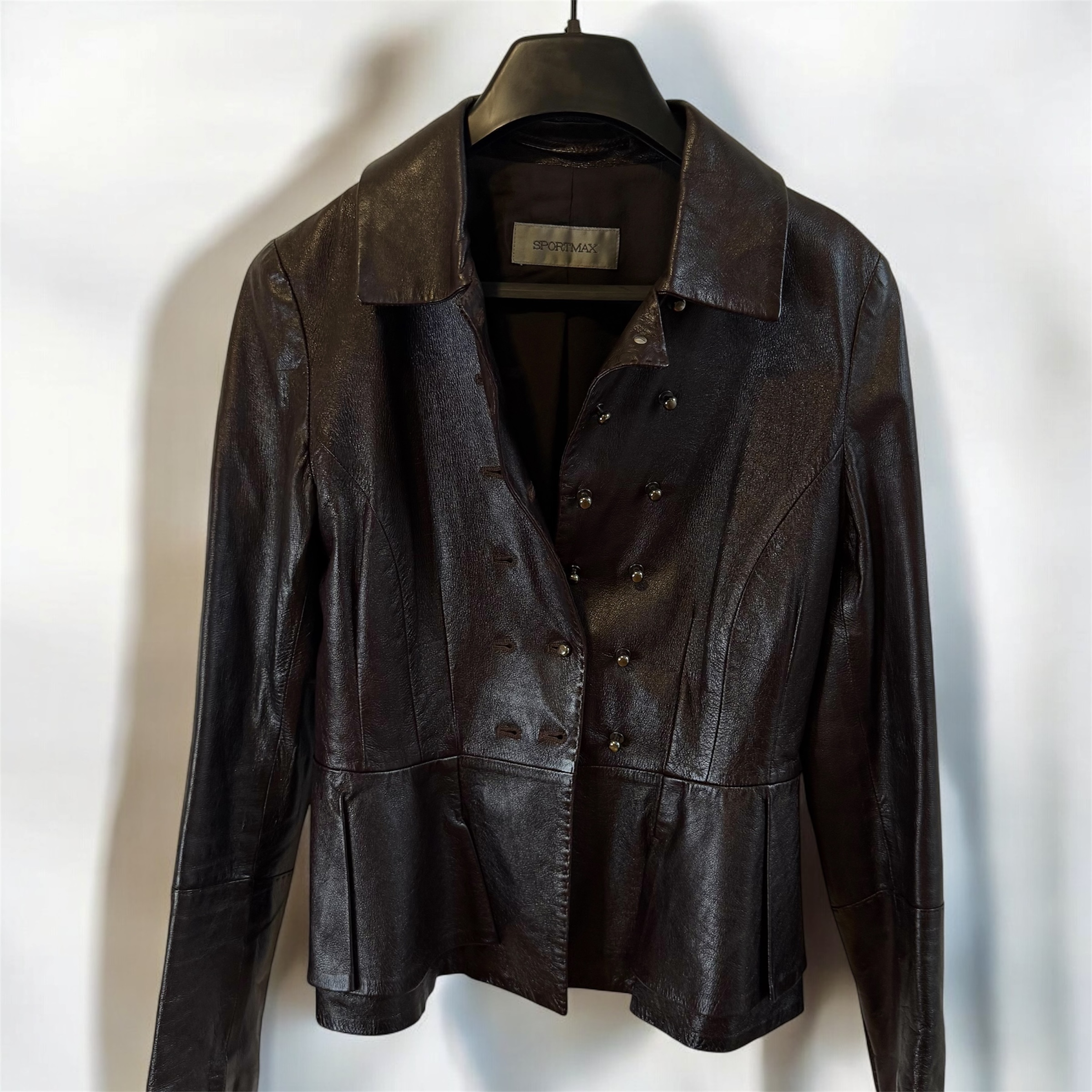 Chocolate Brown Leather Sportmax Jacket