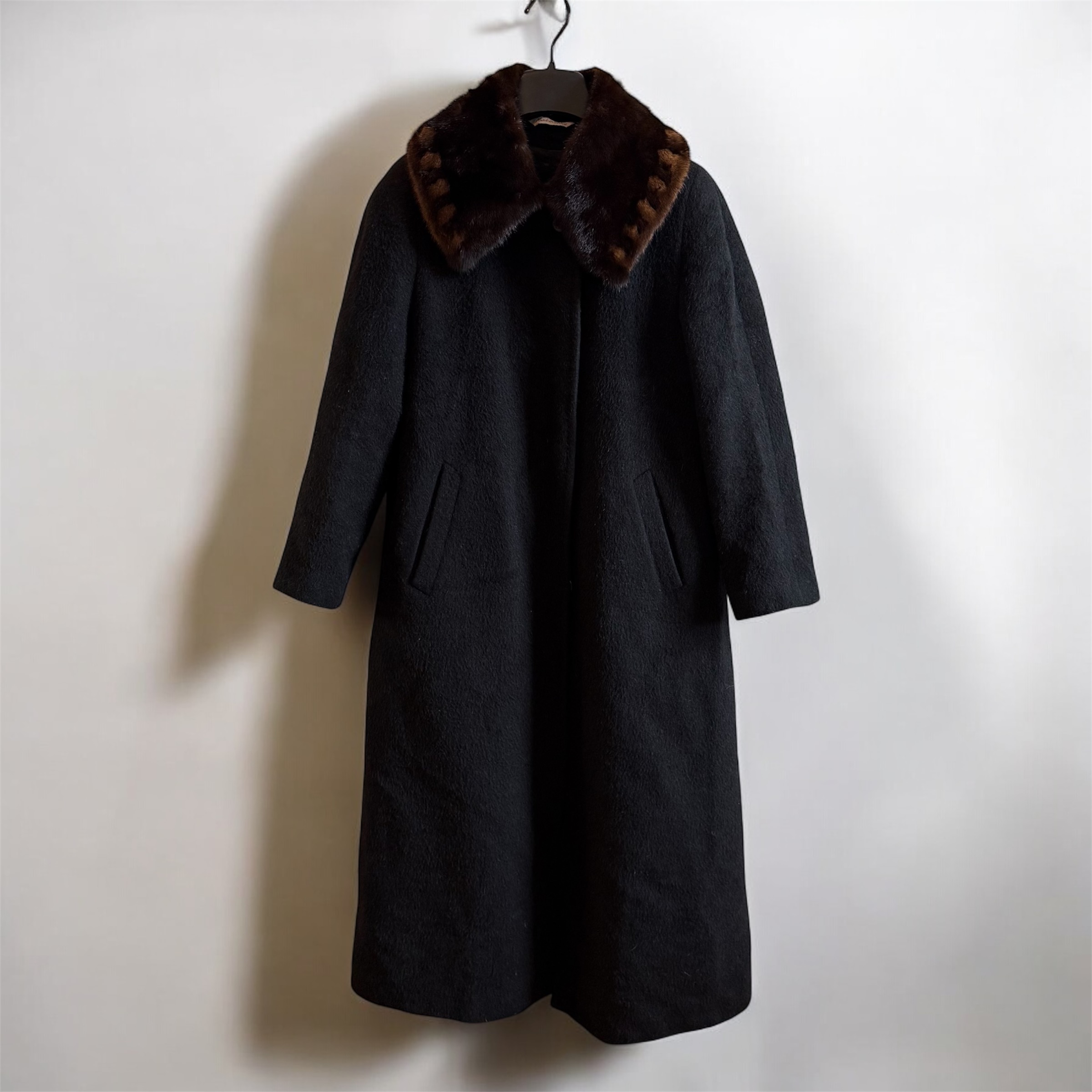 Mink Fur Peter Pan Collar - Wool Maxi Coat