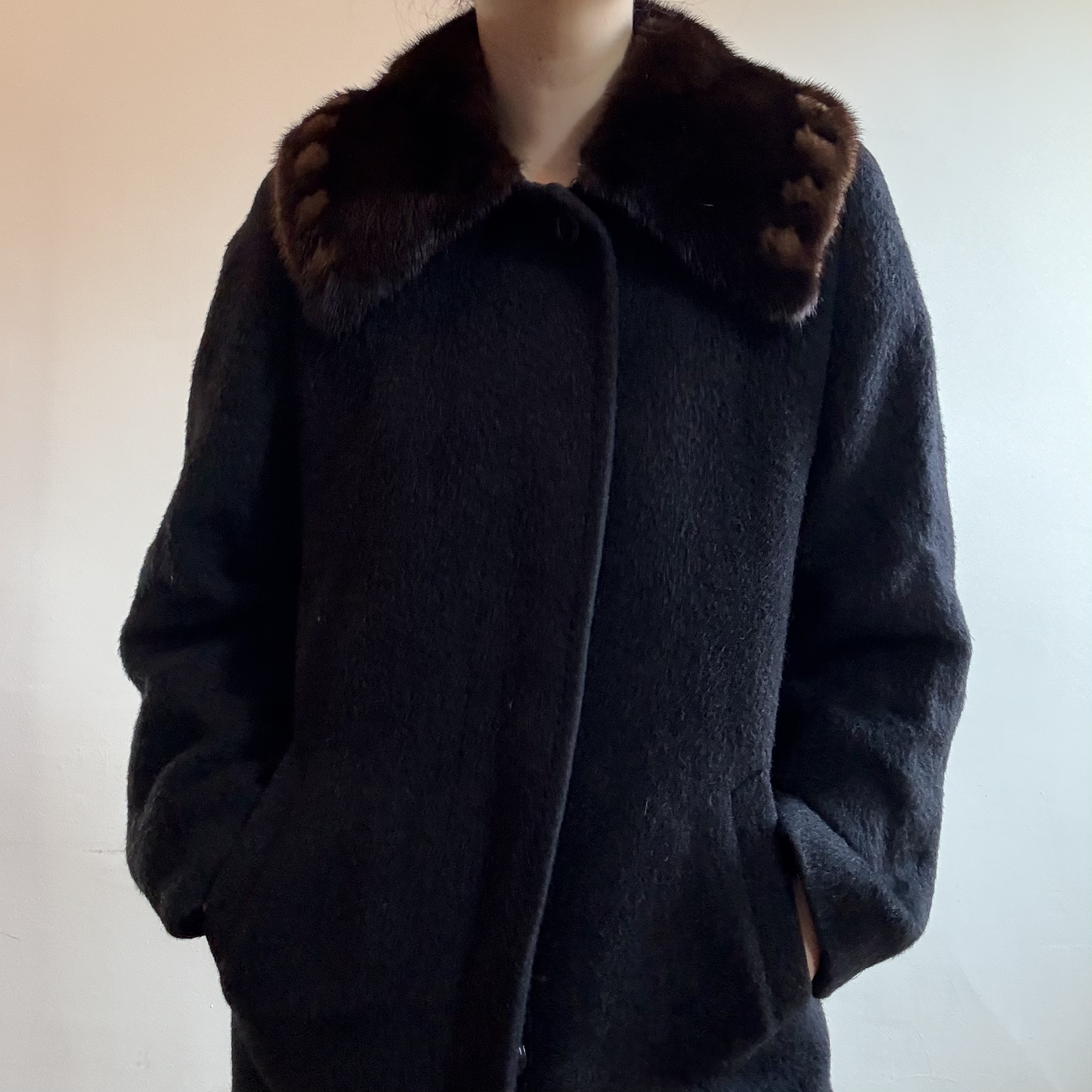 Mink Fur Peter Pan Collar - Wool Maxi Coat