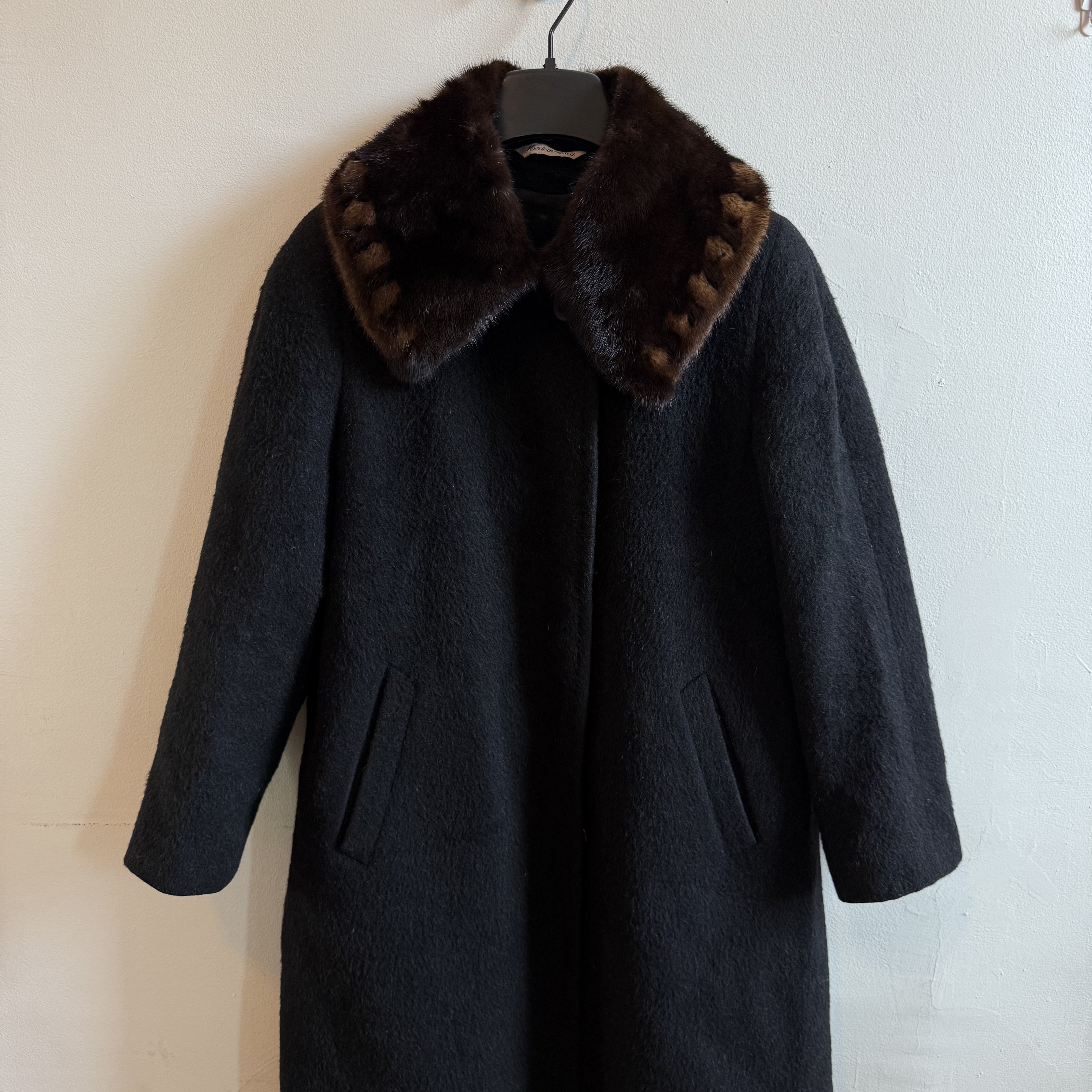 Mink Fur Peter Pan Collar - Wool Maxi Coat