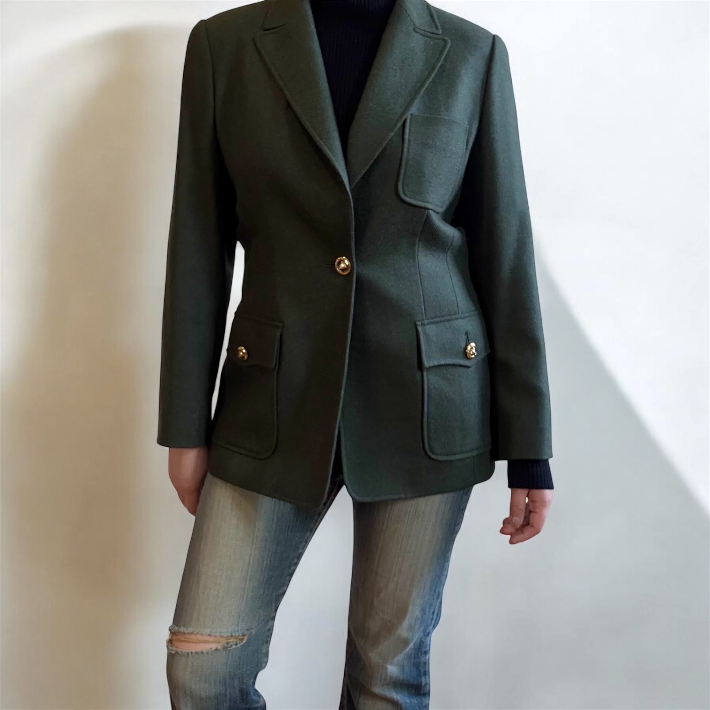 Green Wool Blazer Jacket