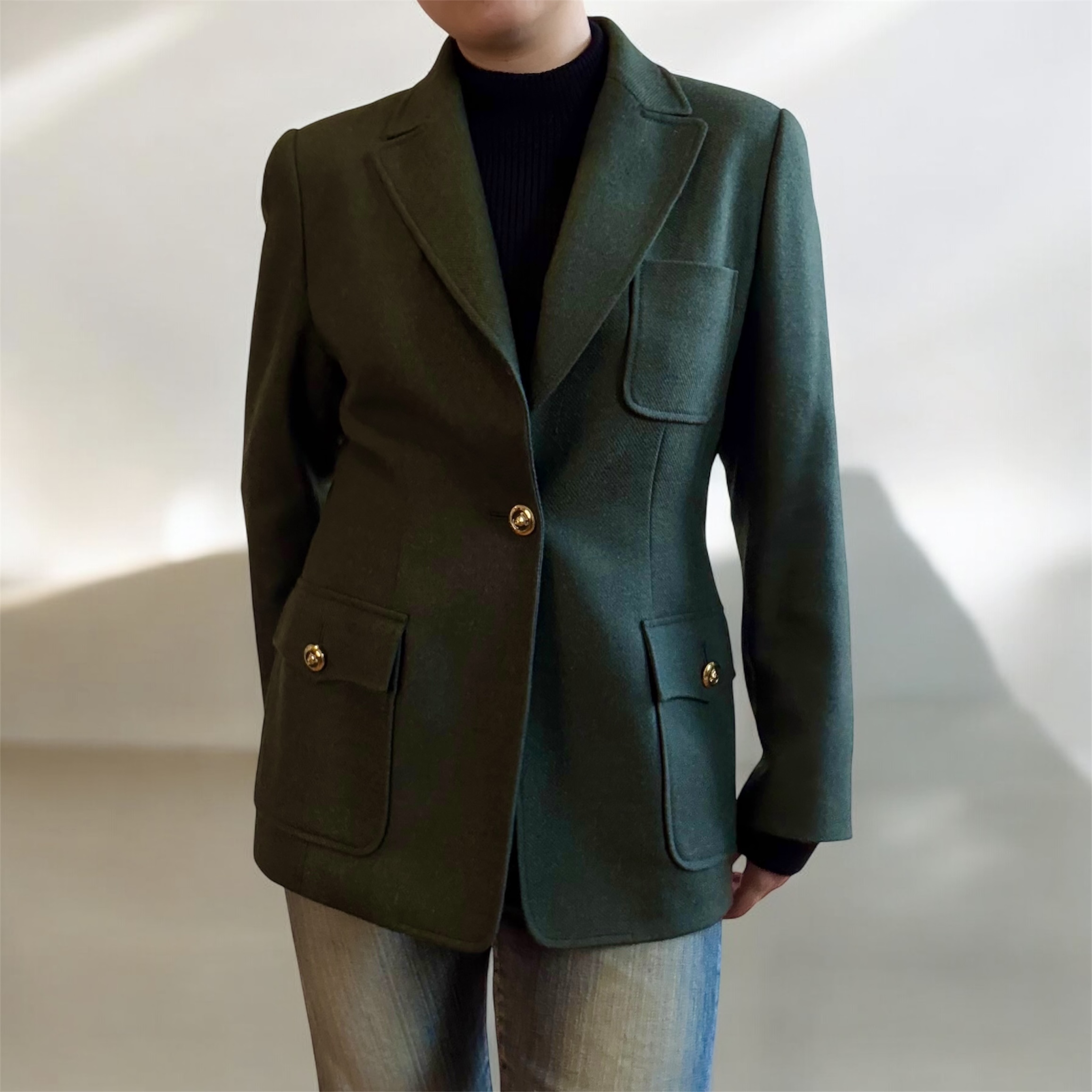 Green Wool Blazer Jacket
