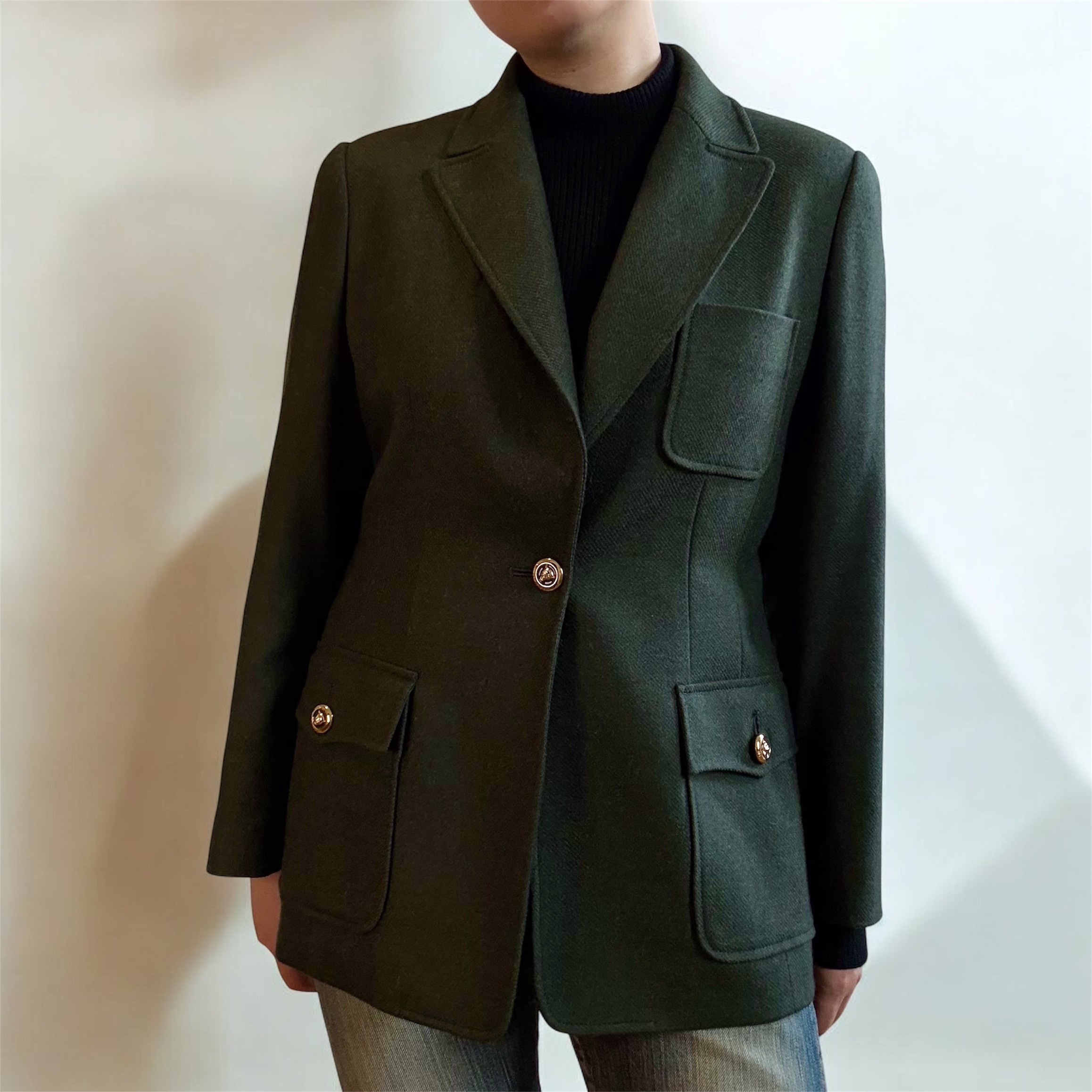 Green Wool Blazer Jacket