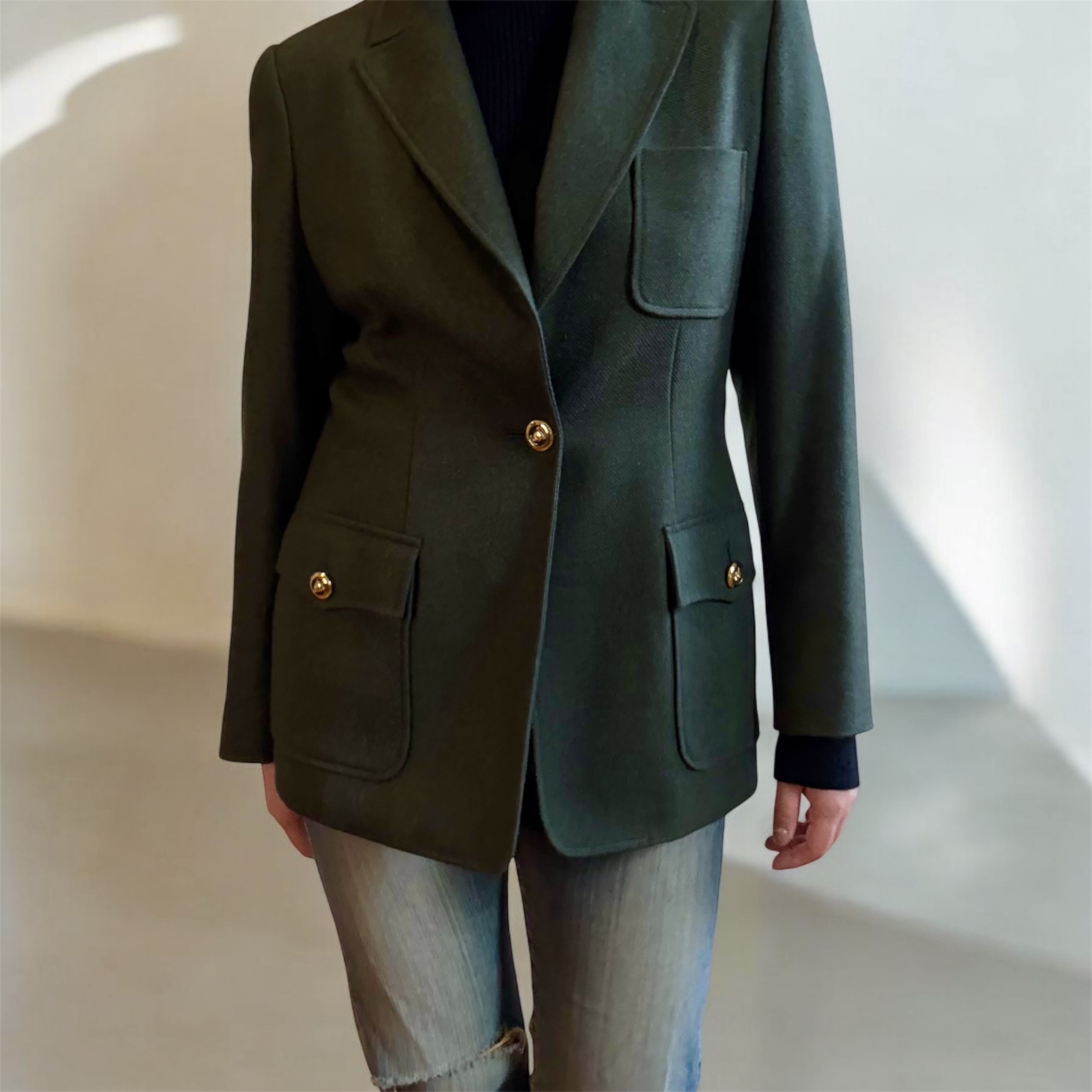 Green Wool Blazer Jacket