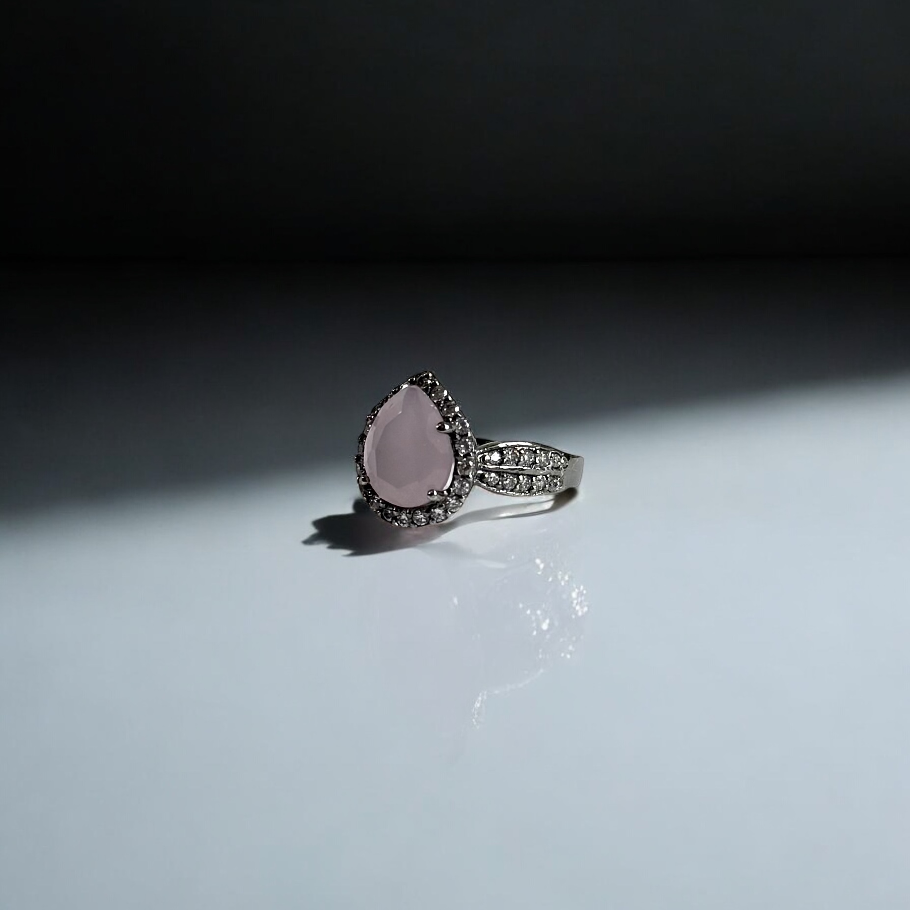 Pink Quartz 18K Black Gold Size 5 Ring