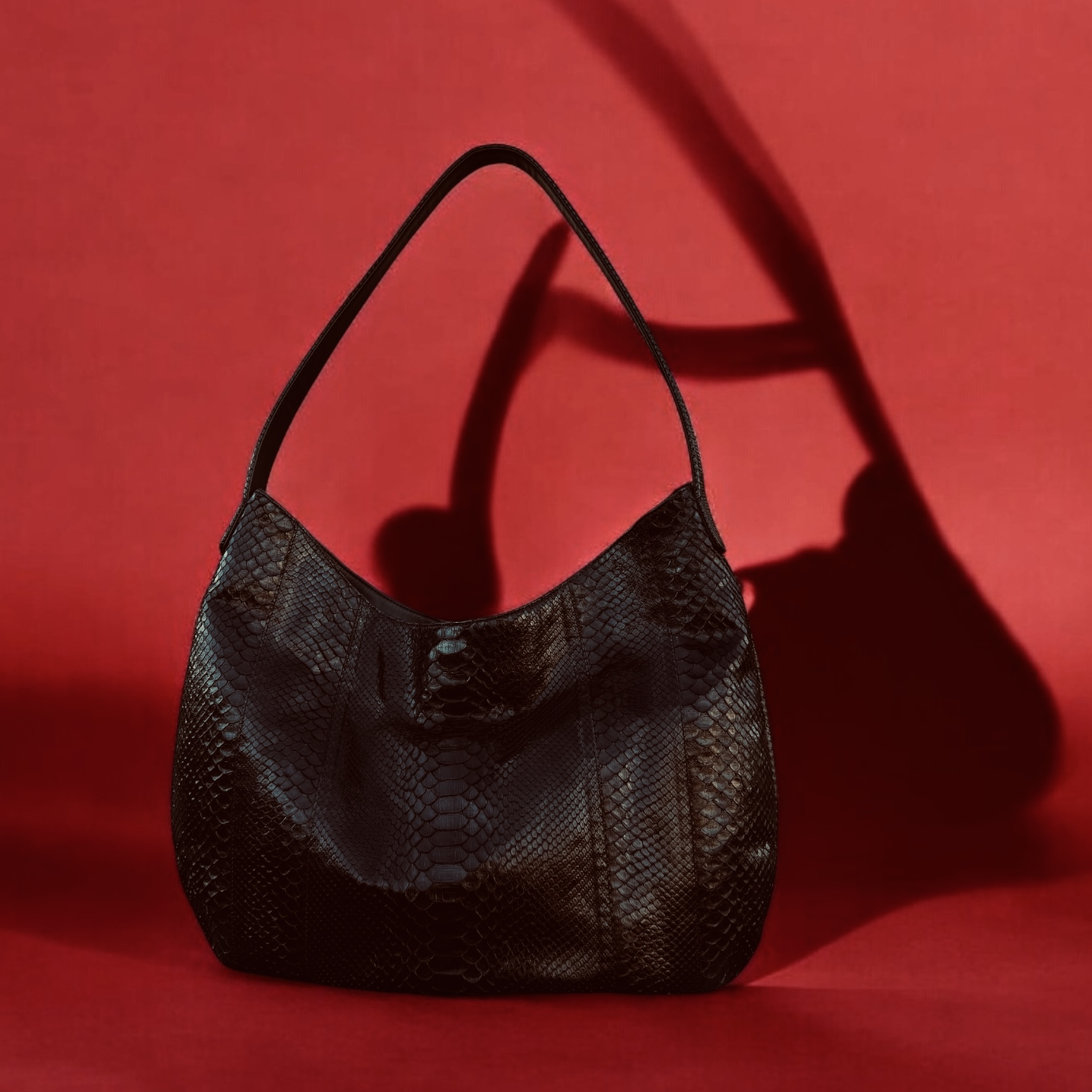 Genuine Python Leather Hobo Bag