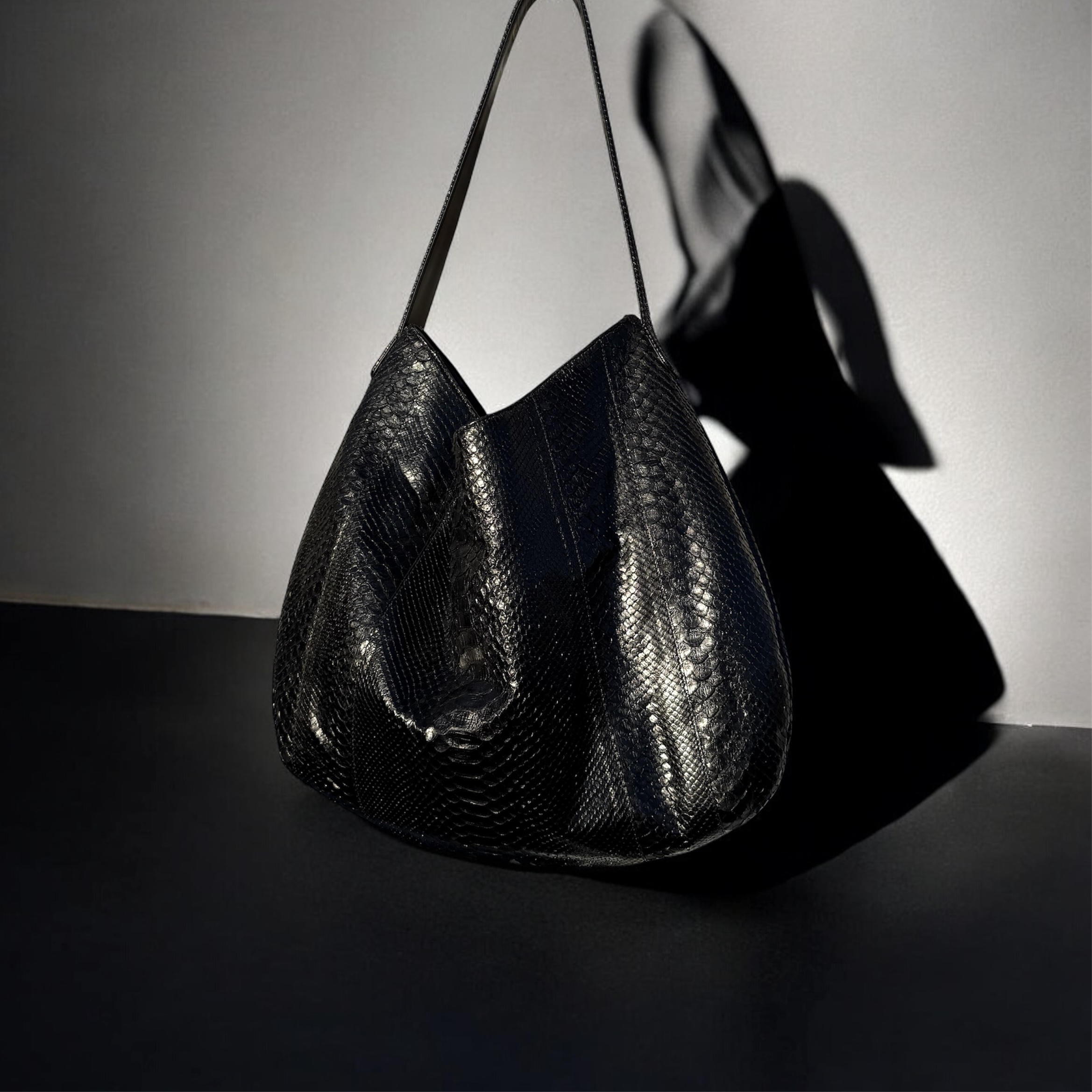 Genuine Python Leather Hobo Bag