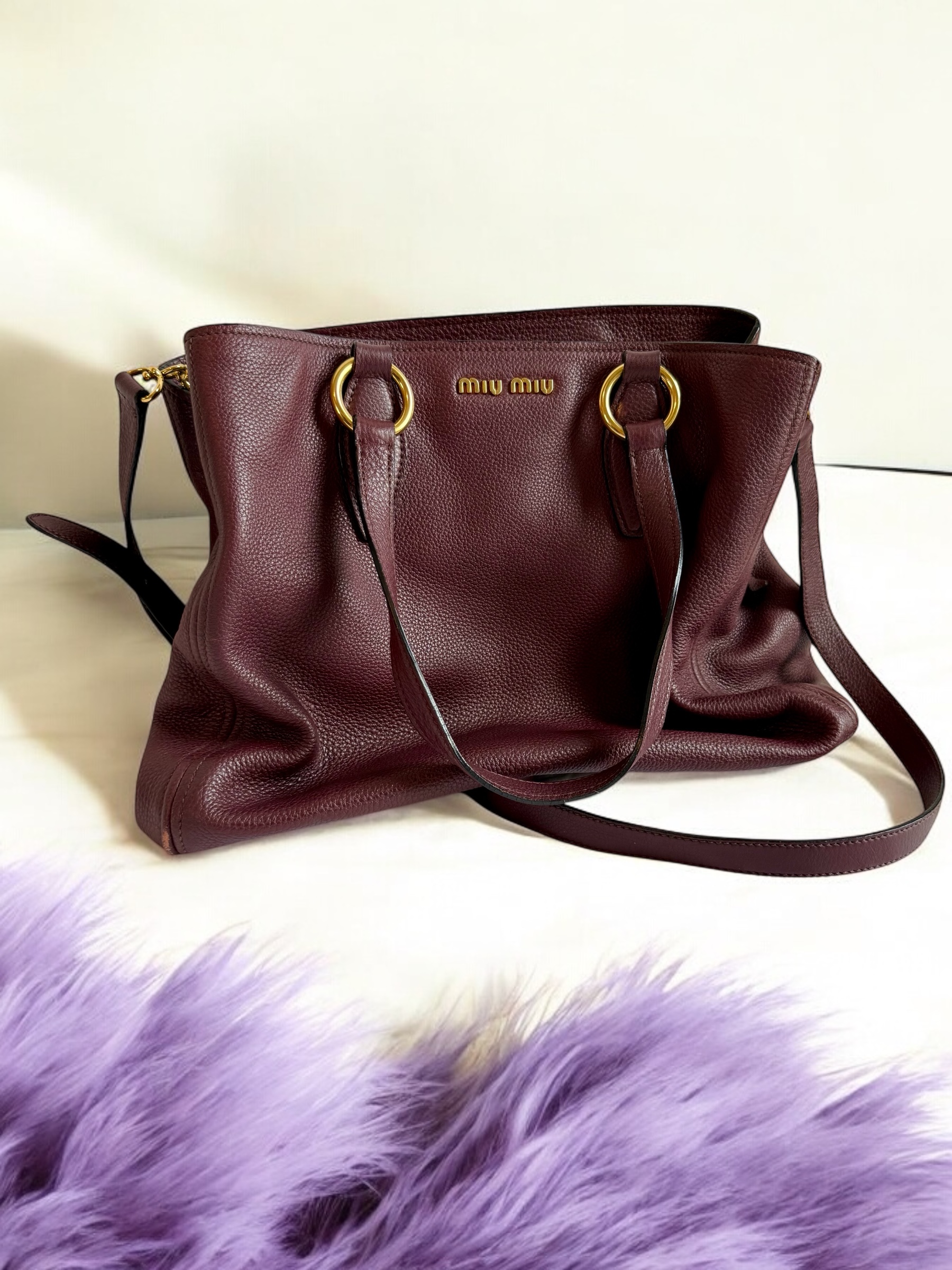 Plum Burgundy Miu Miu Tote Bag