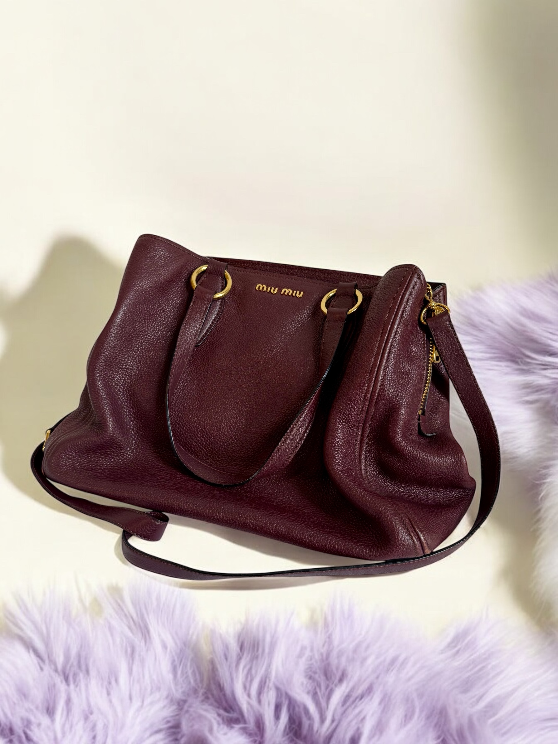 Plum Burgundy Miu Miu Tote Bag