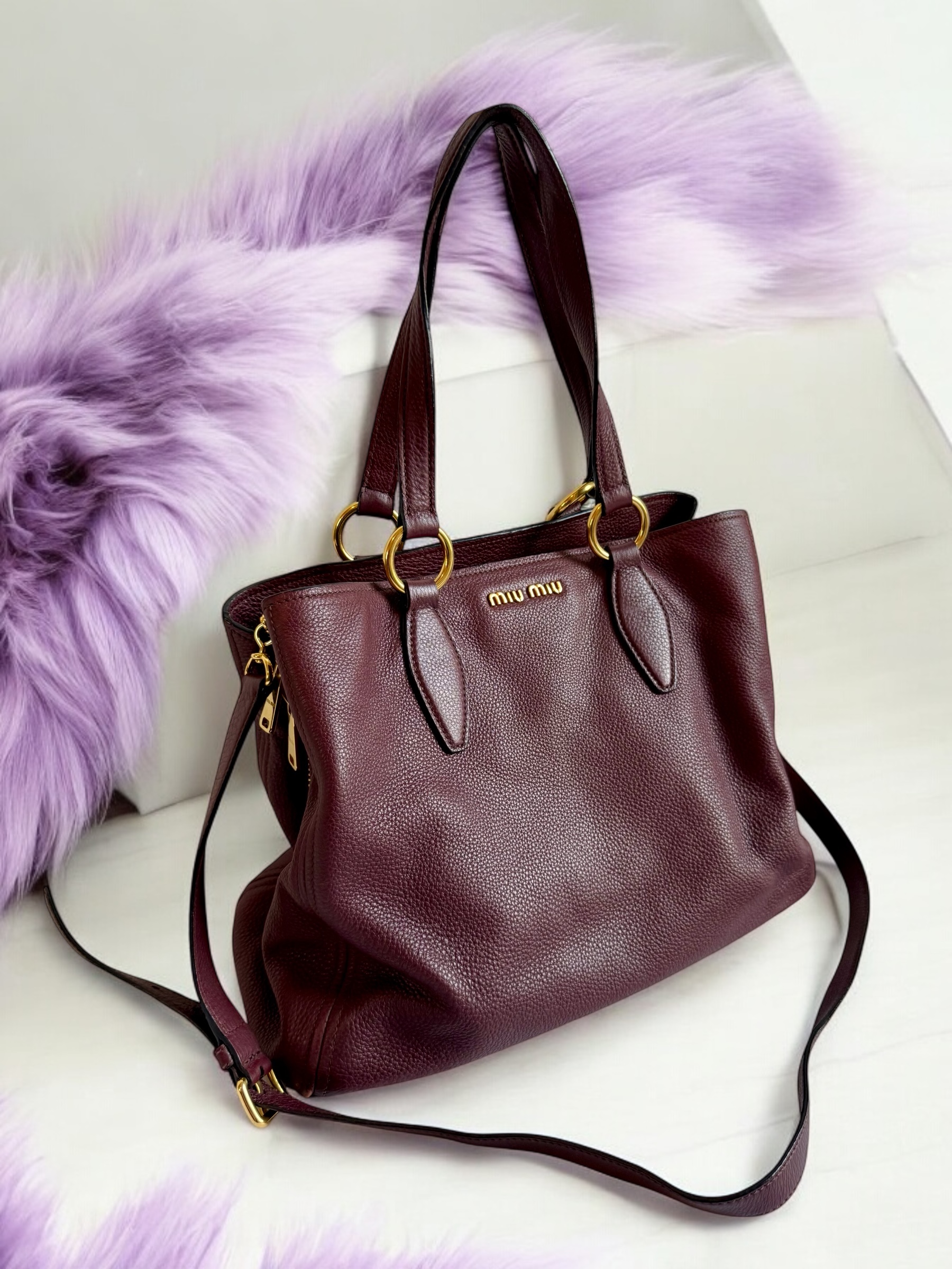 Plum Burgundy Miu Miu Tote Bag