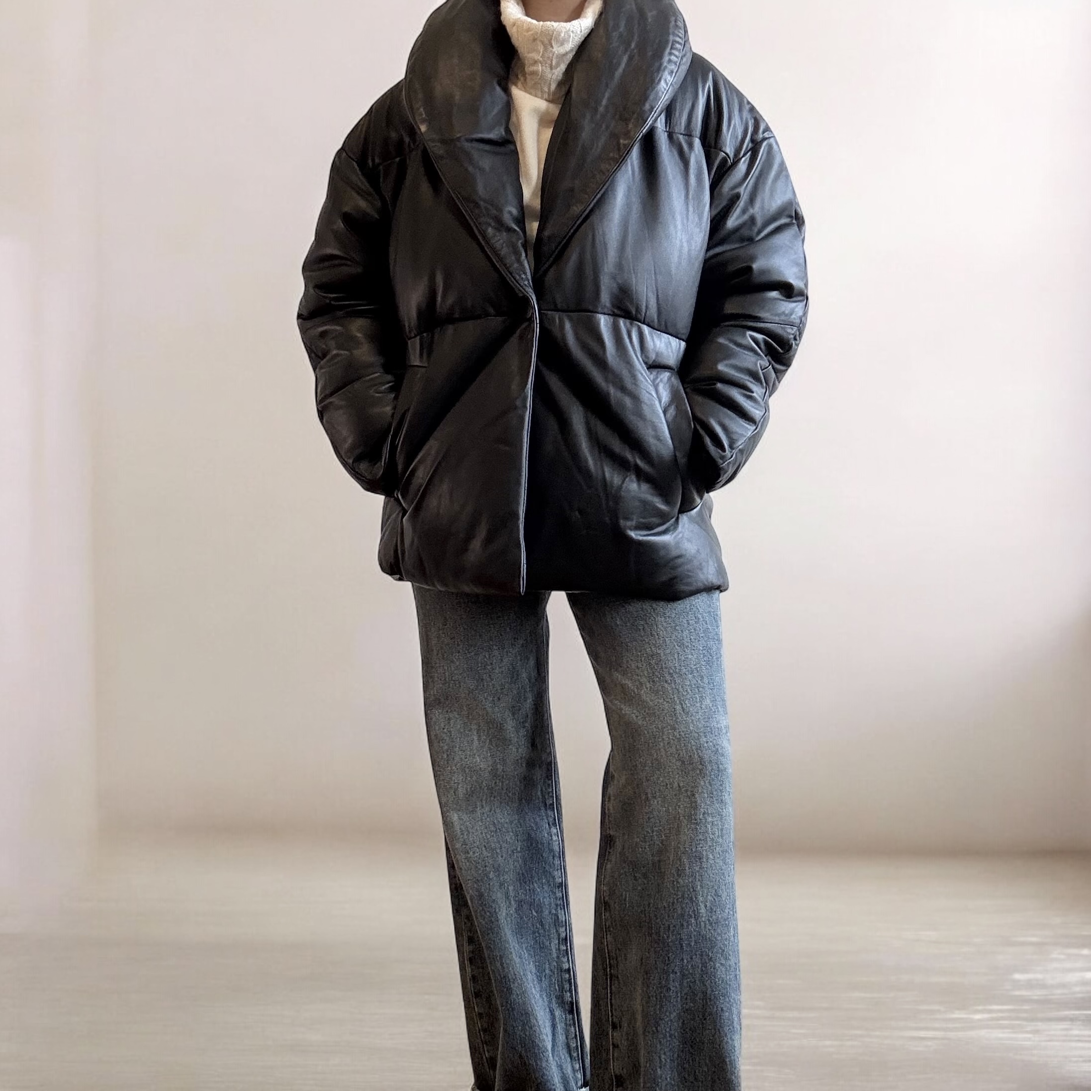 Karen Millen Lambskin Leather Down Jacket