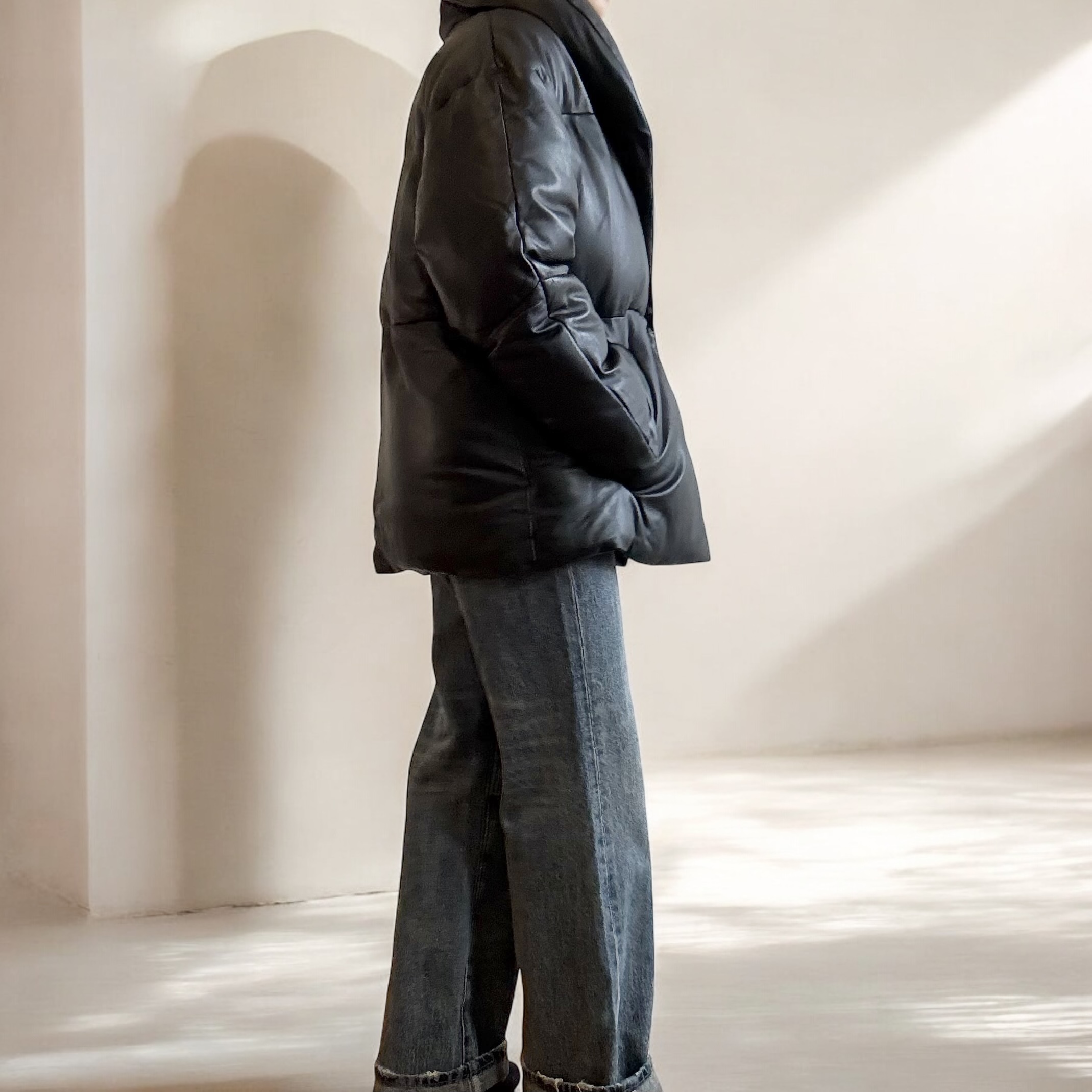 Karen Millen Lambskin Leather Down Jacket