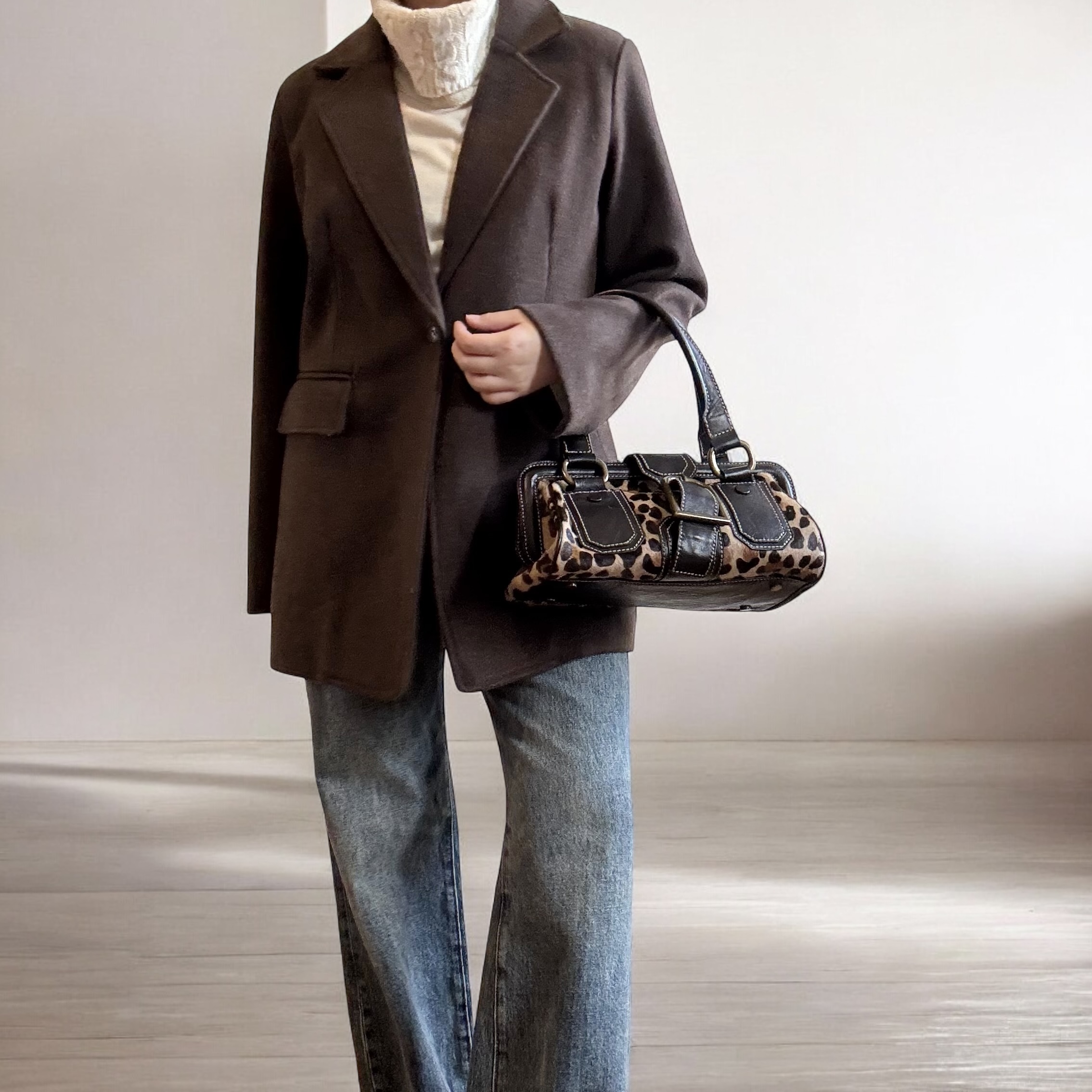 Chocolate Brown Wool Blazer Coat